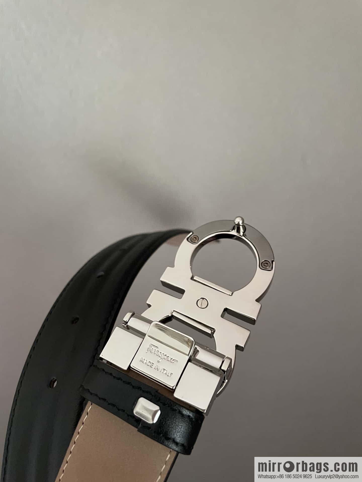 Ferragamo Ferragamo Gancio Double Circle Intertone Edge Metal Clip Buckle, First Cowhide Belt 3.5cm