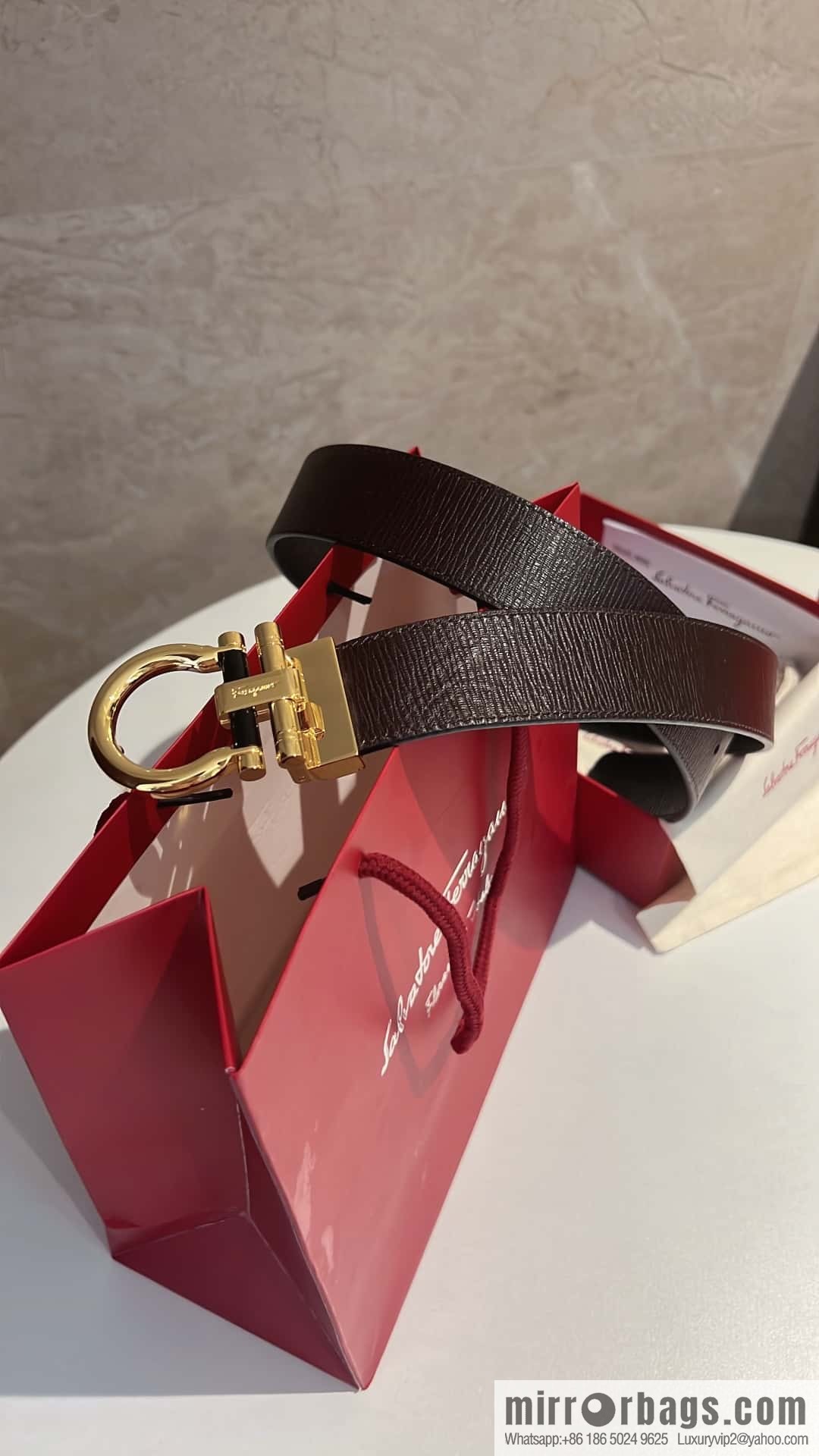 Salvatore Ferragamo, metal polished men's 3,5cm belt