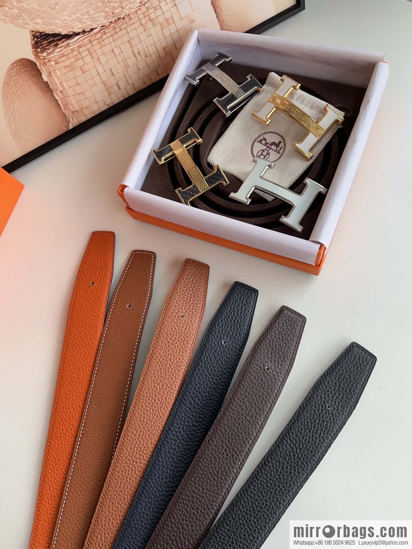 HERMES, stainless steel fiber sheet buckle, double-sided original leather lychee pattern belt 3.8cm