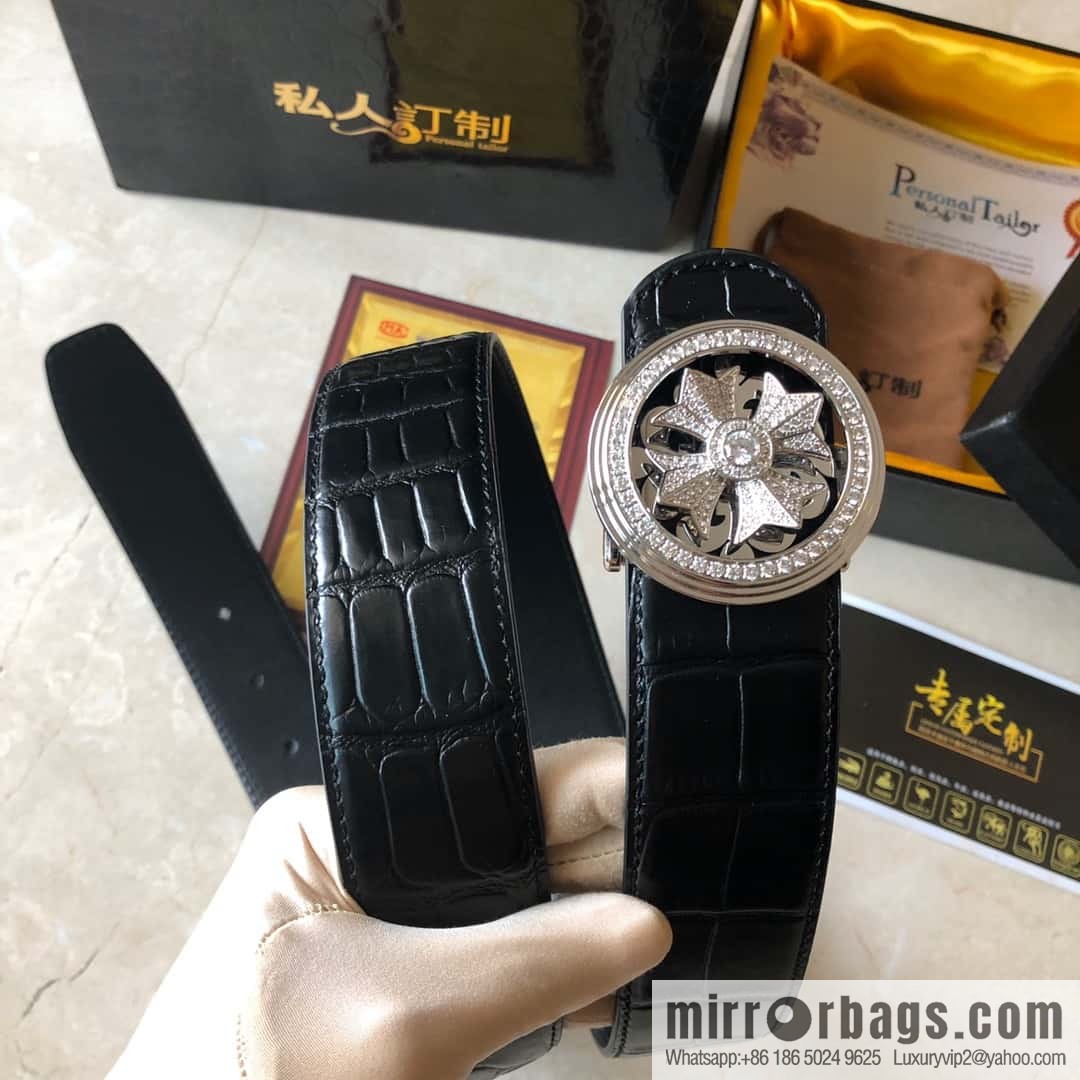 Chrome Hearts, personalized rotating metal buckle, crocodile belt 3.8cm