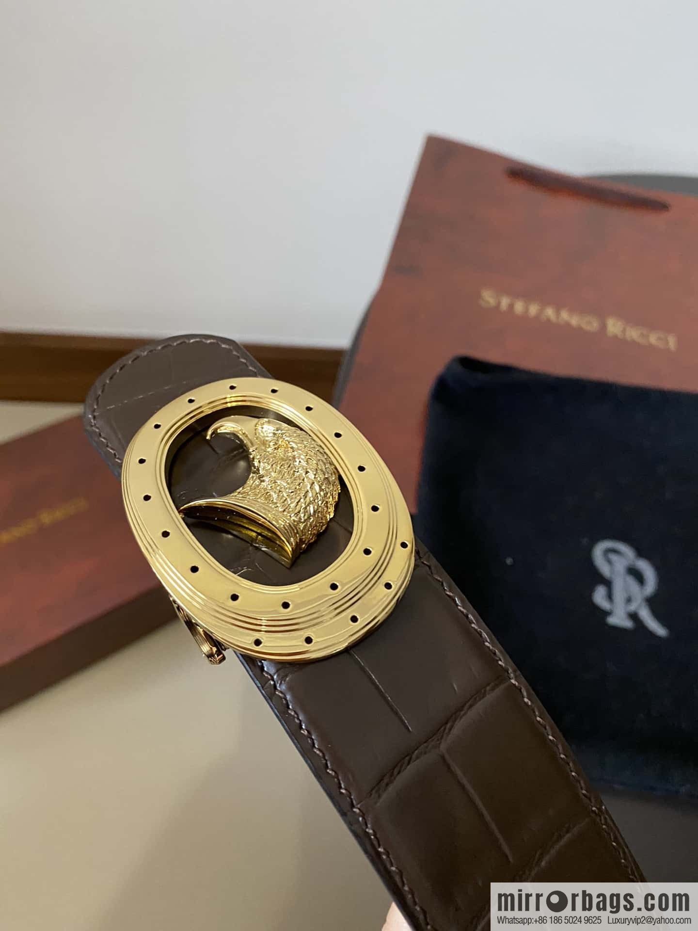 Stefano Ricci Stephen, Eagle Metal Buckle, Alligator Belt 3.8cm