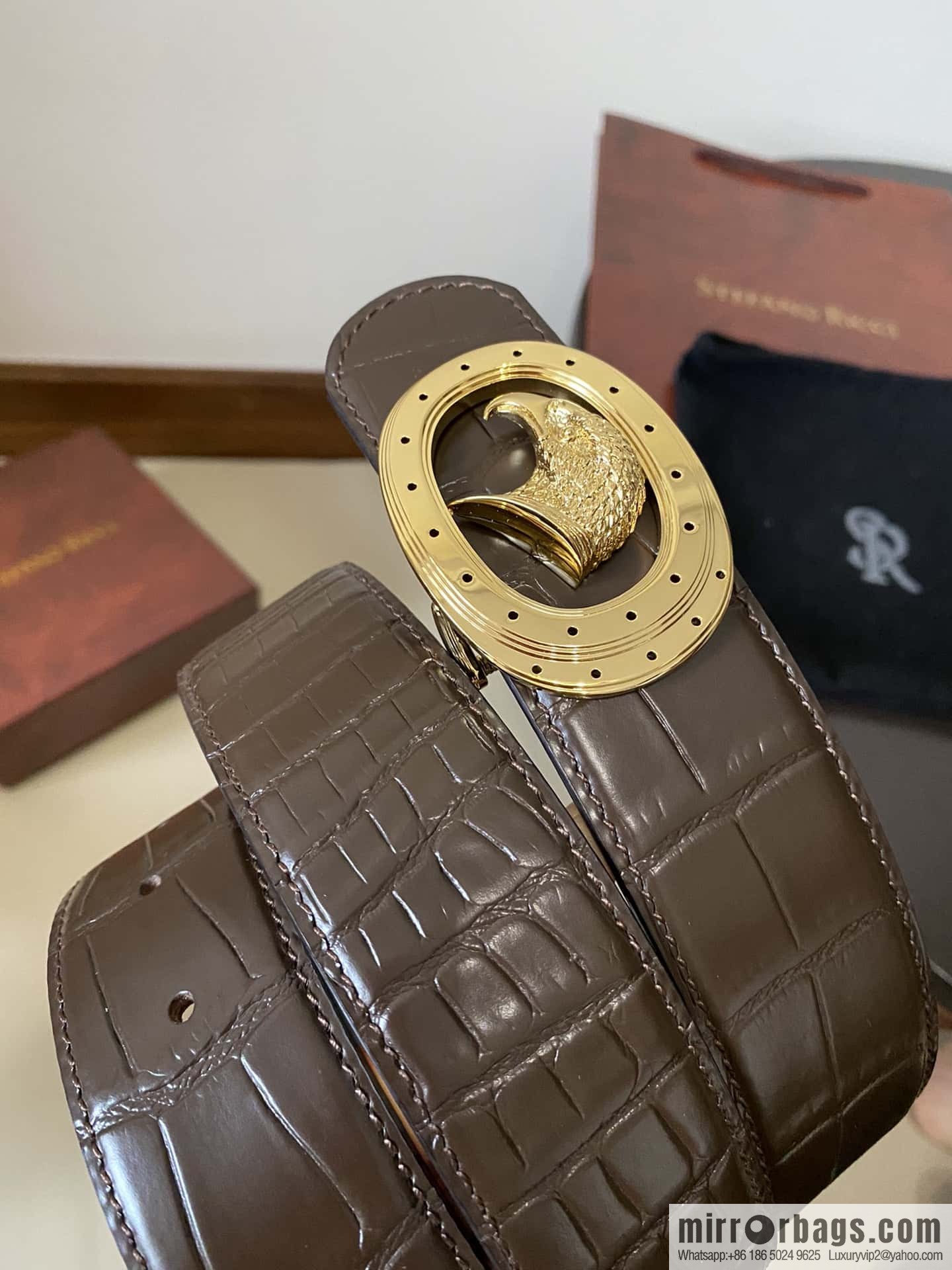 Stefano Ricci Stephen, Eagle Metal Buckle, Alligator Belt 3.8cm