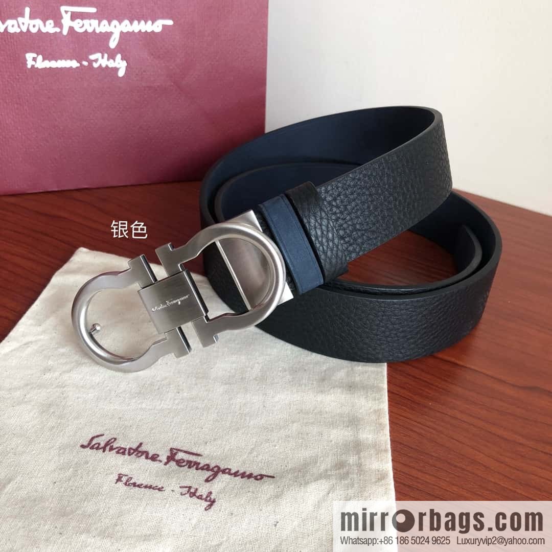 Ferragamo Ferragamo boutique metal clasp, first layer cowhide belt 3.5cm