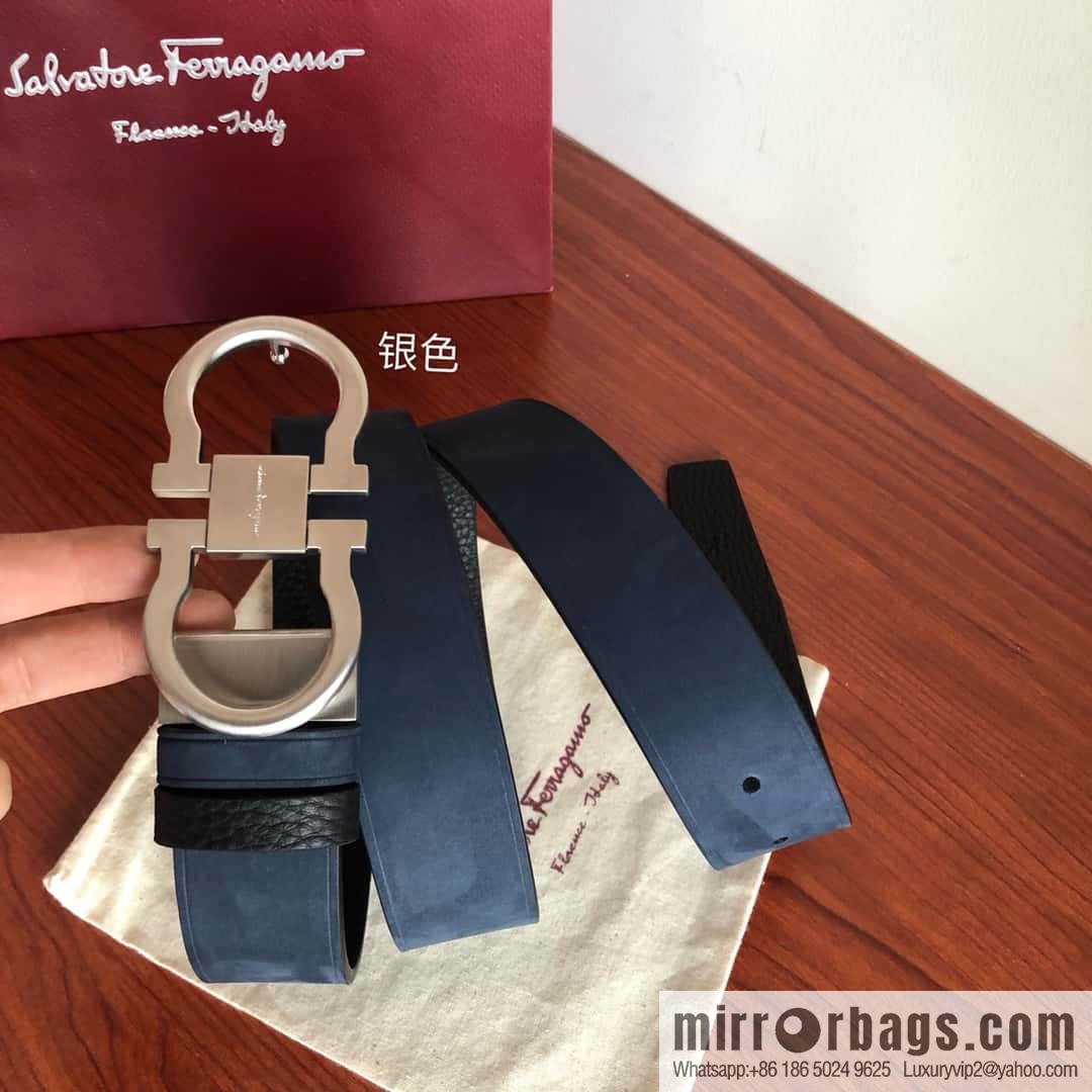 Ferragamo Ferragamo boutique metal clasp, first layer cowhide belt 3.5cm