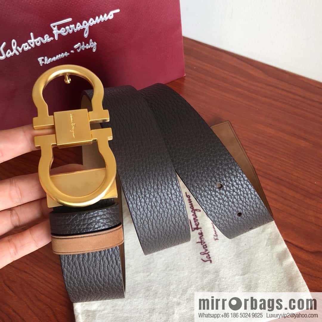 Ferragamo Ferragamo boutique metal clasp, first layer cowhide belt 3.5cm