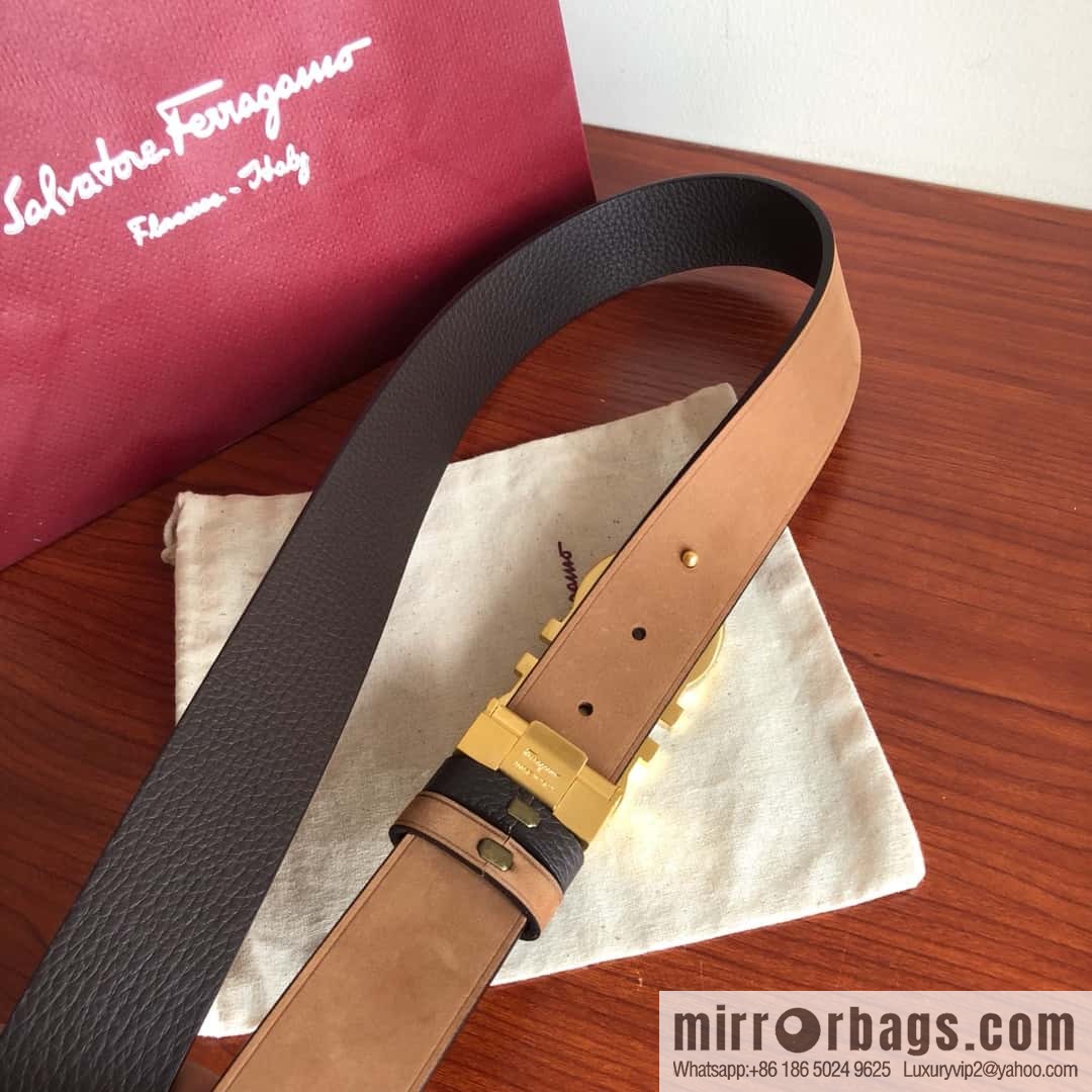 Ferragamo Ferragamo boutique metal clasp, first layer cowhide belt 3.5cm