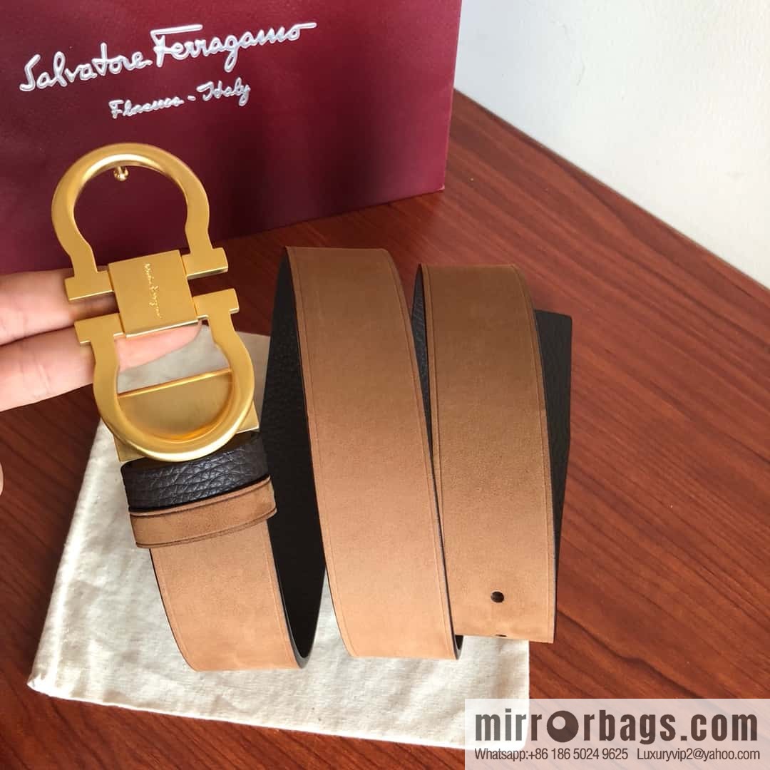 Ferragamo Ferragamo boutique metal clasp, first layer cowhide belt 3.5cm