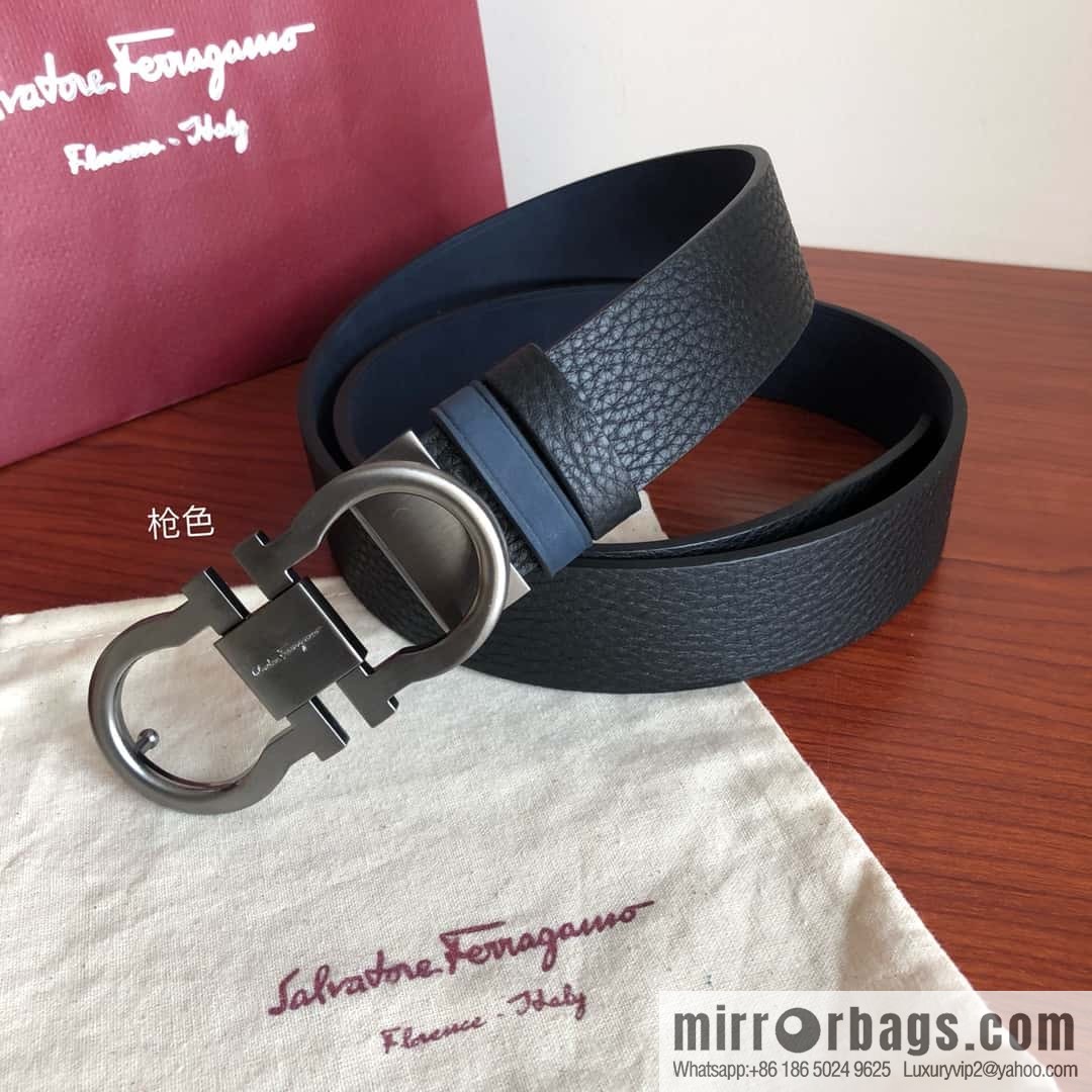 Ferragamo Ferragamo boutique metal clasp, first layer cowhide belt 3.5cm