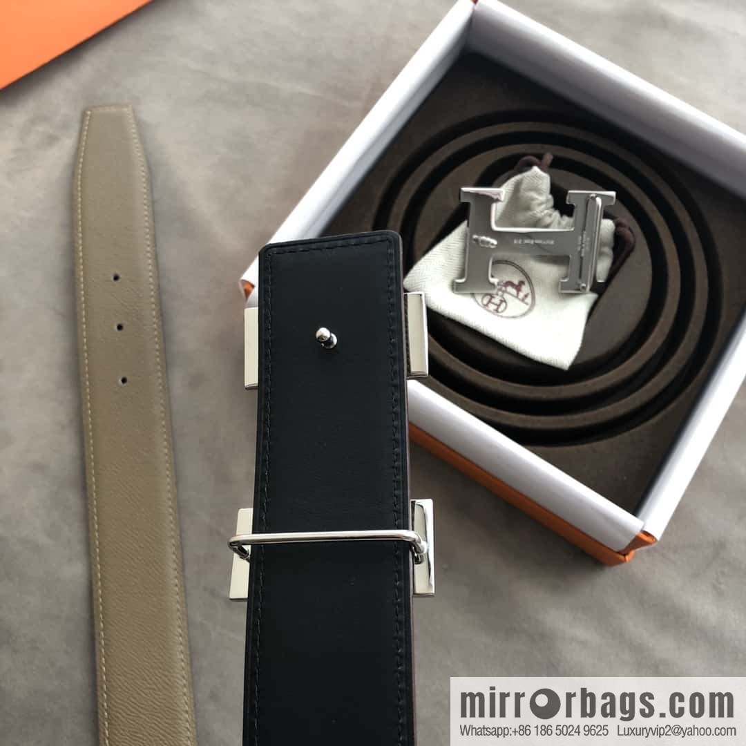 Hermes Hermes, stainless steel 316H metal buckle, palm pattern original leather belt 3.8cm