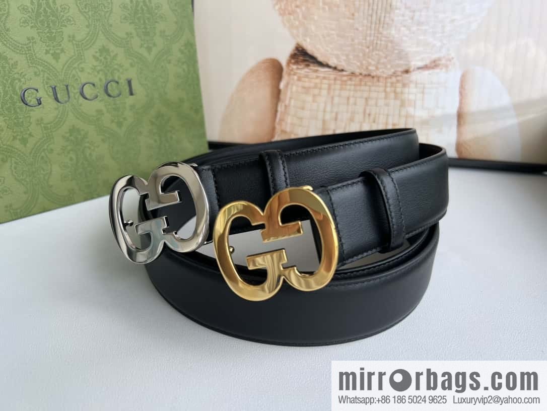 GUCCI Interlocking Double G Buckle, Cowhide Belt 4.0cm