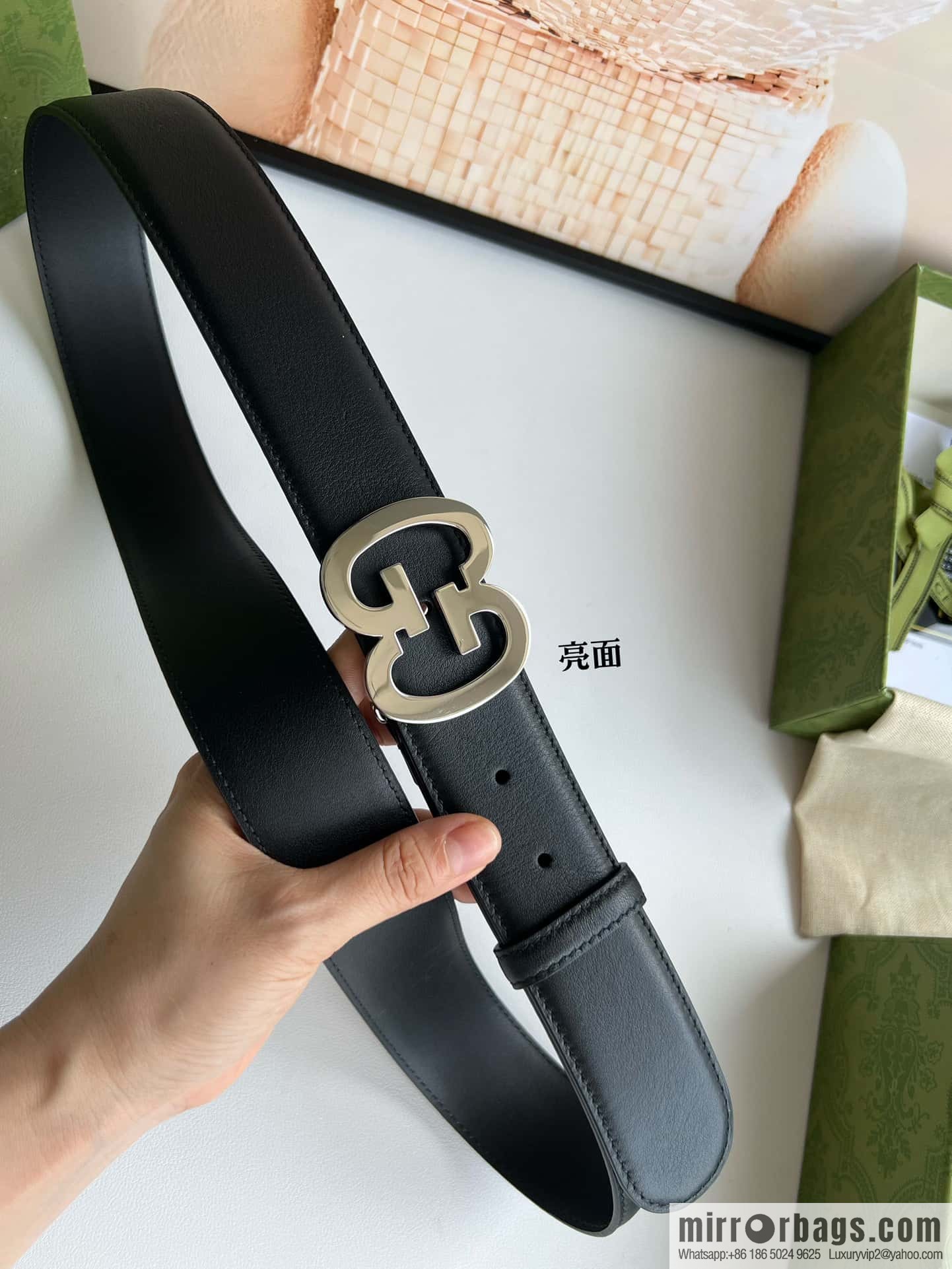 GUCCI Interlocking Double G Buckle, Cowhide Belt 4.0cm
