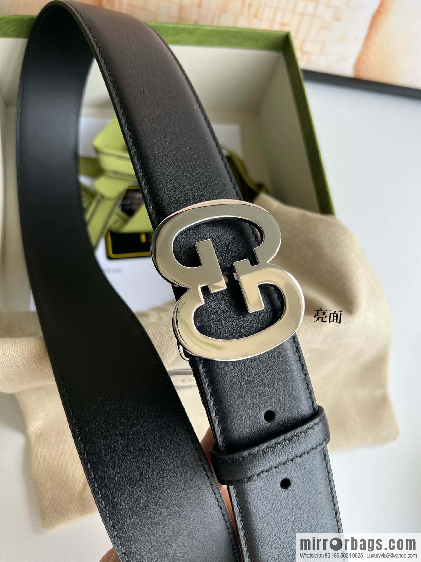 GUCCI Interlocking Double G Buckle, Cowhide Belt 4.0cm
