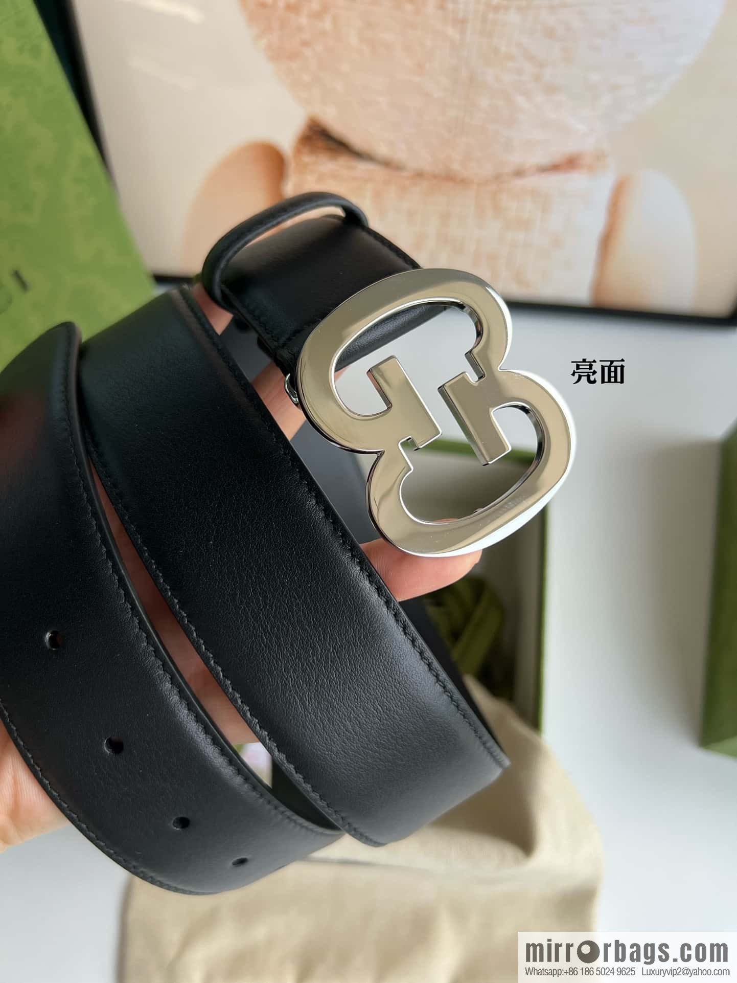 GUCCI Interlocking Double G Buckle, Cowhide Belt 4.0cm