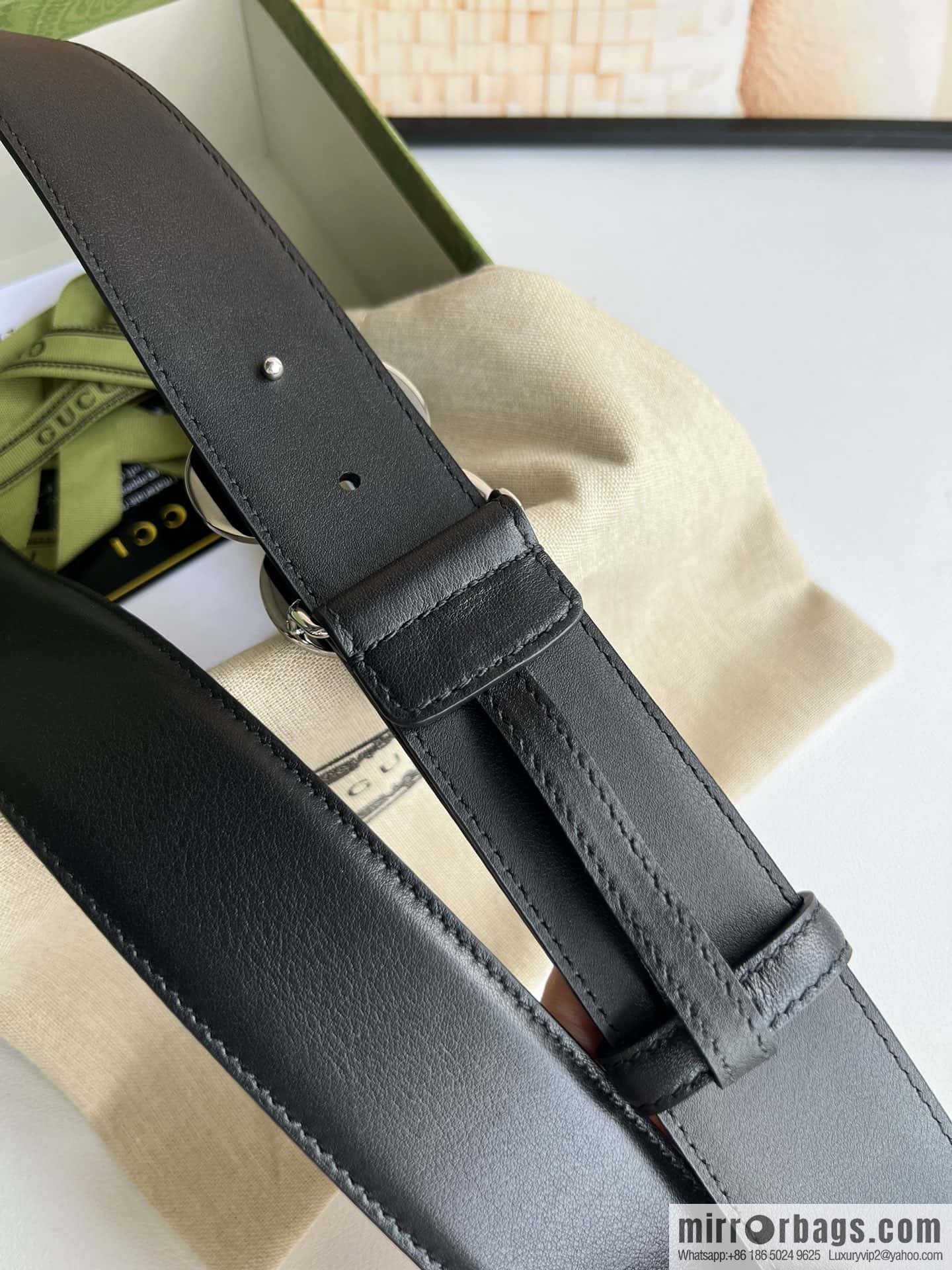 GUCCI Interlocking Double G Buckle, Cowhide Belt 4.0cm