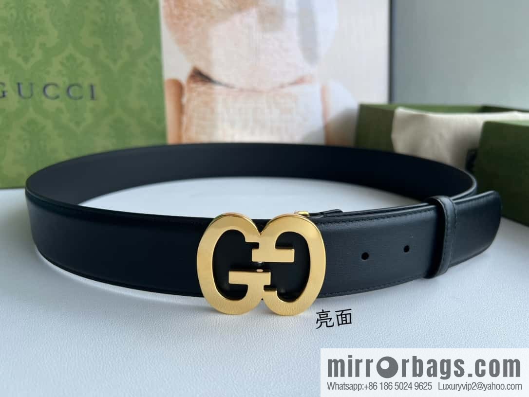GUCCI Interlocking Double G Buckle, Cowhide Belt 4.0cm