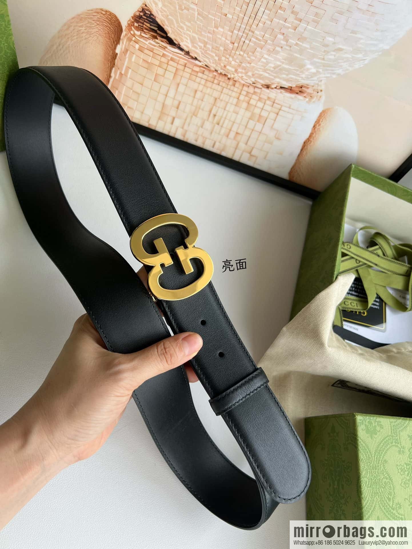 GUCCI Interlocking Double G Buckle, Cowhide Belt 4.0cm