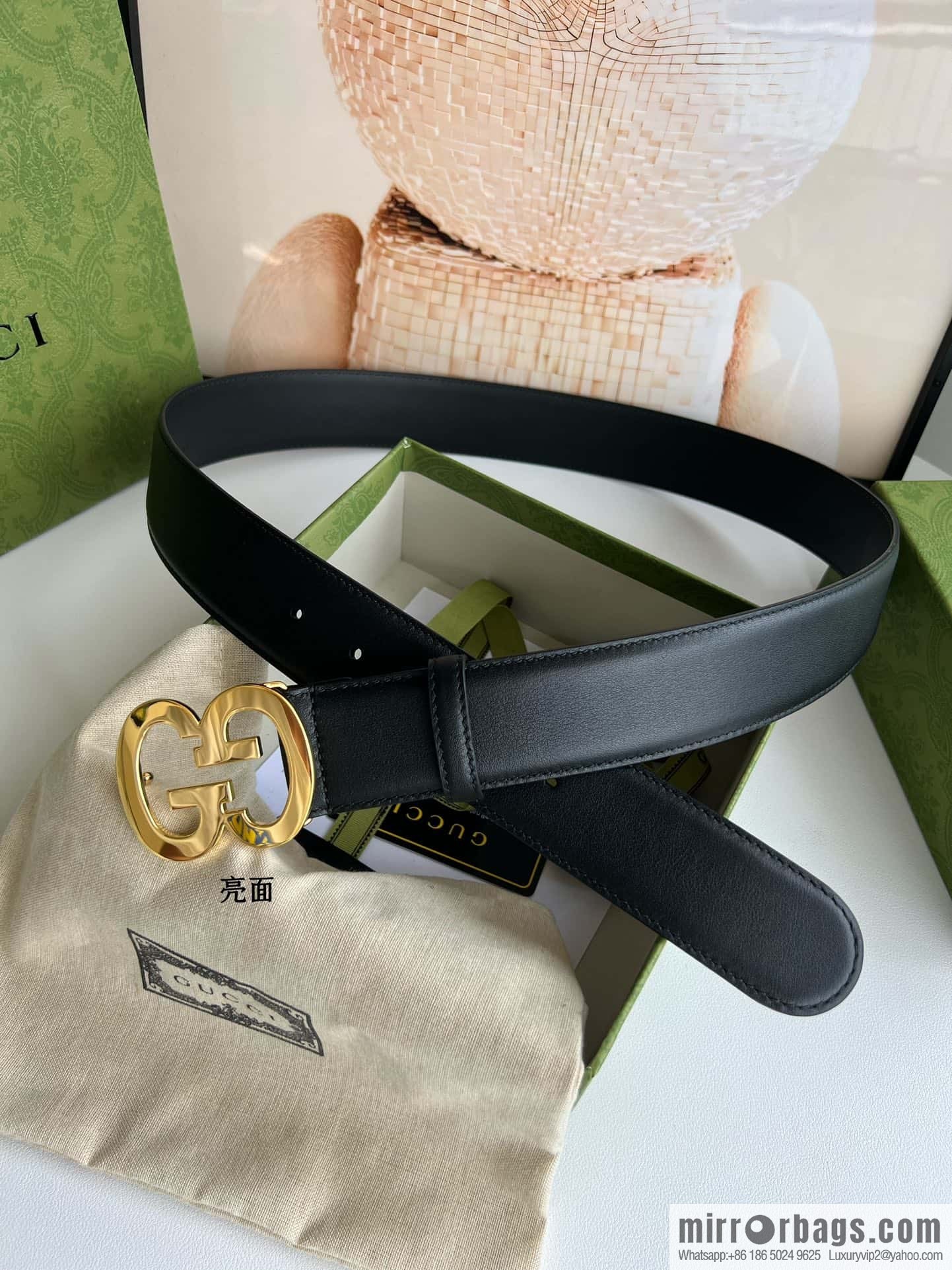 GUCCI Interlocking Double G Buckle, Cowhide Belt 4.0cm