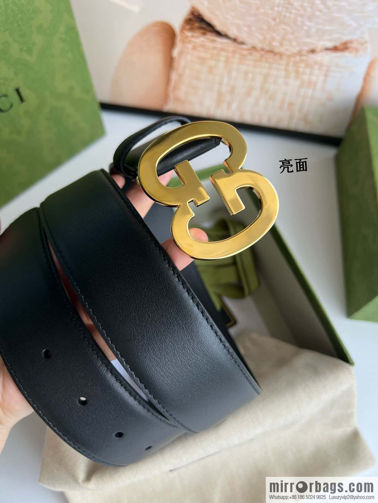 GUCCI Interlocking Double G Buckle, Cowhide Belt 4.0cm