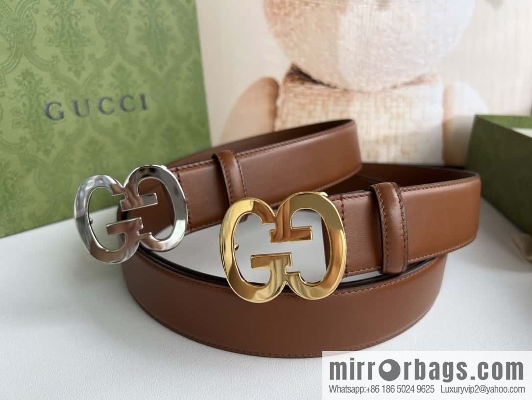 GUCCI Interlocking Double G Buckle, Cowhide Belt 4.0cm
