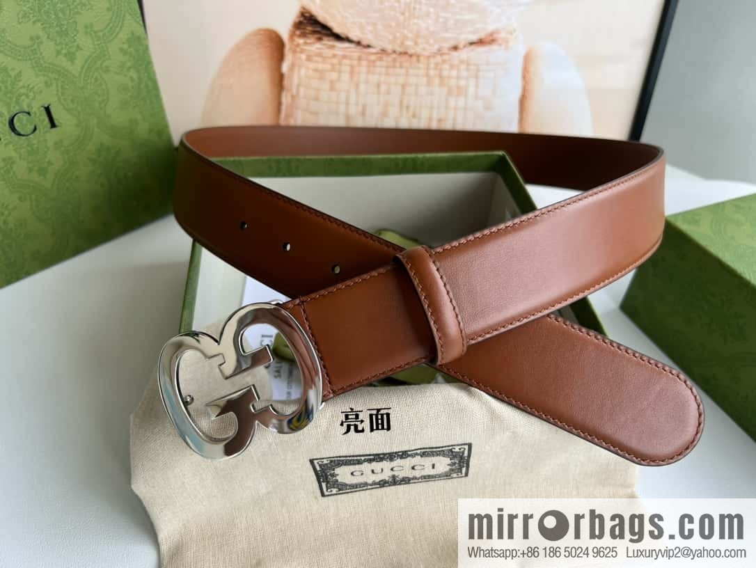 GUCCI Interlocking Double G Buckle, Cowhide Belt 4.0cm