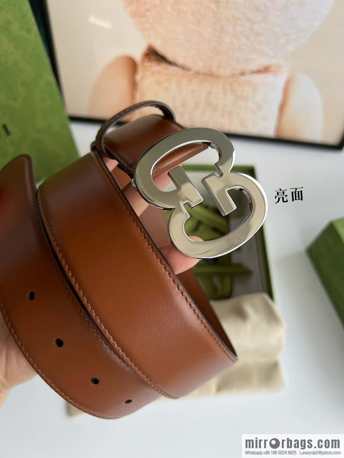 GUCCI Interlocking Double G Buckle, Cowhide Belt 4.0cm