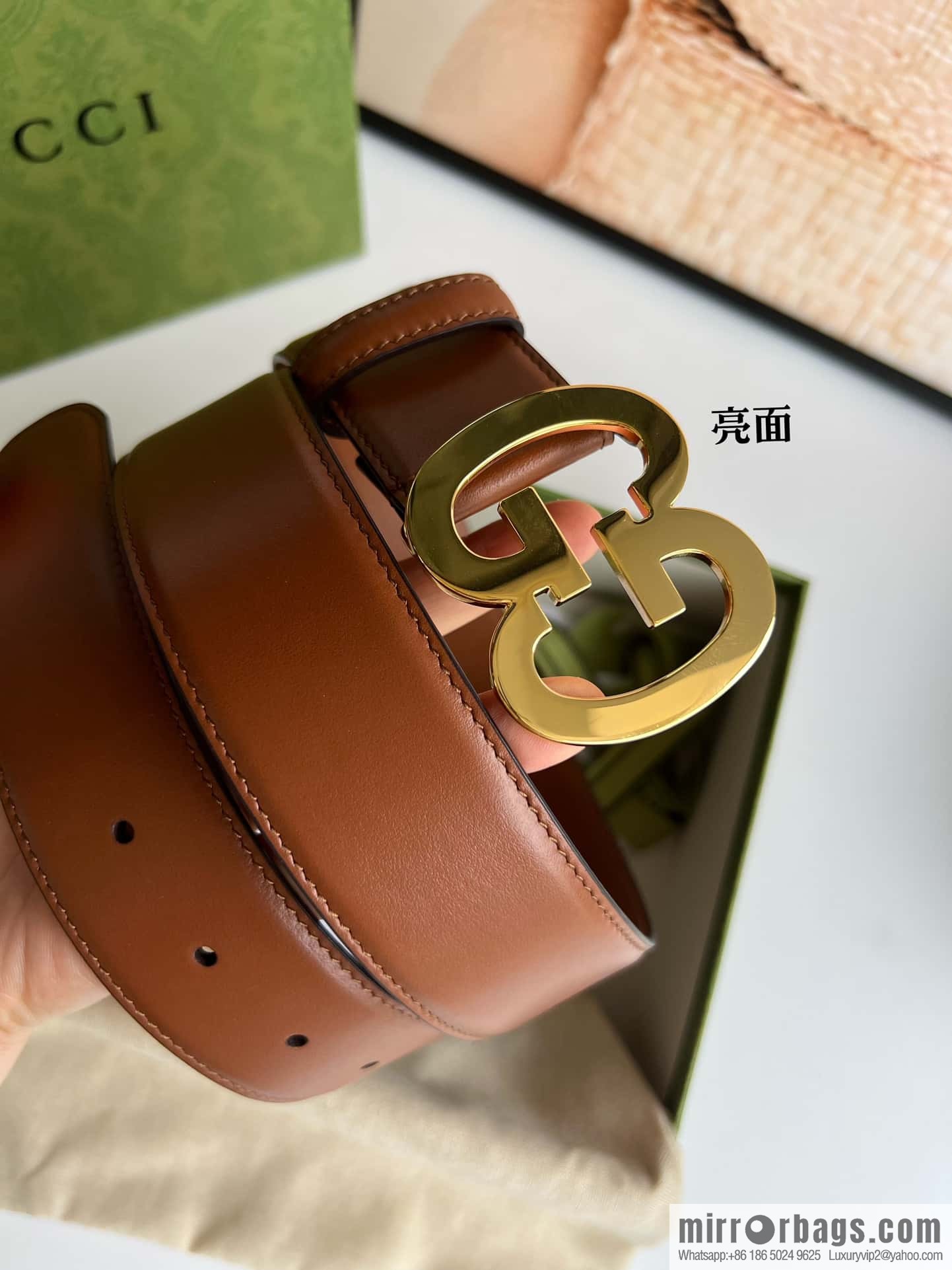 GUCCI Interlocking Double G Buckle, Cowhide Belt 4.0cm