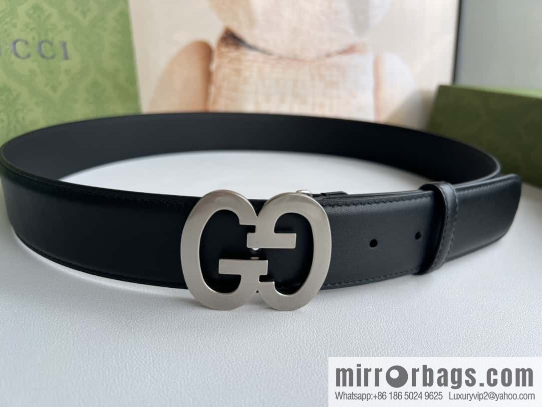 GUCCI Interlocking Double G Buckle, Cowhide Belt 4.0cm