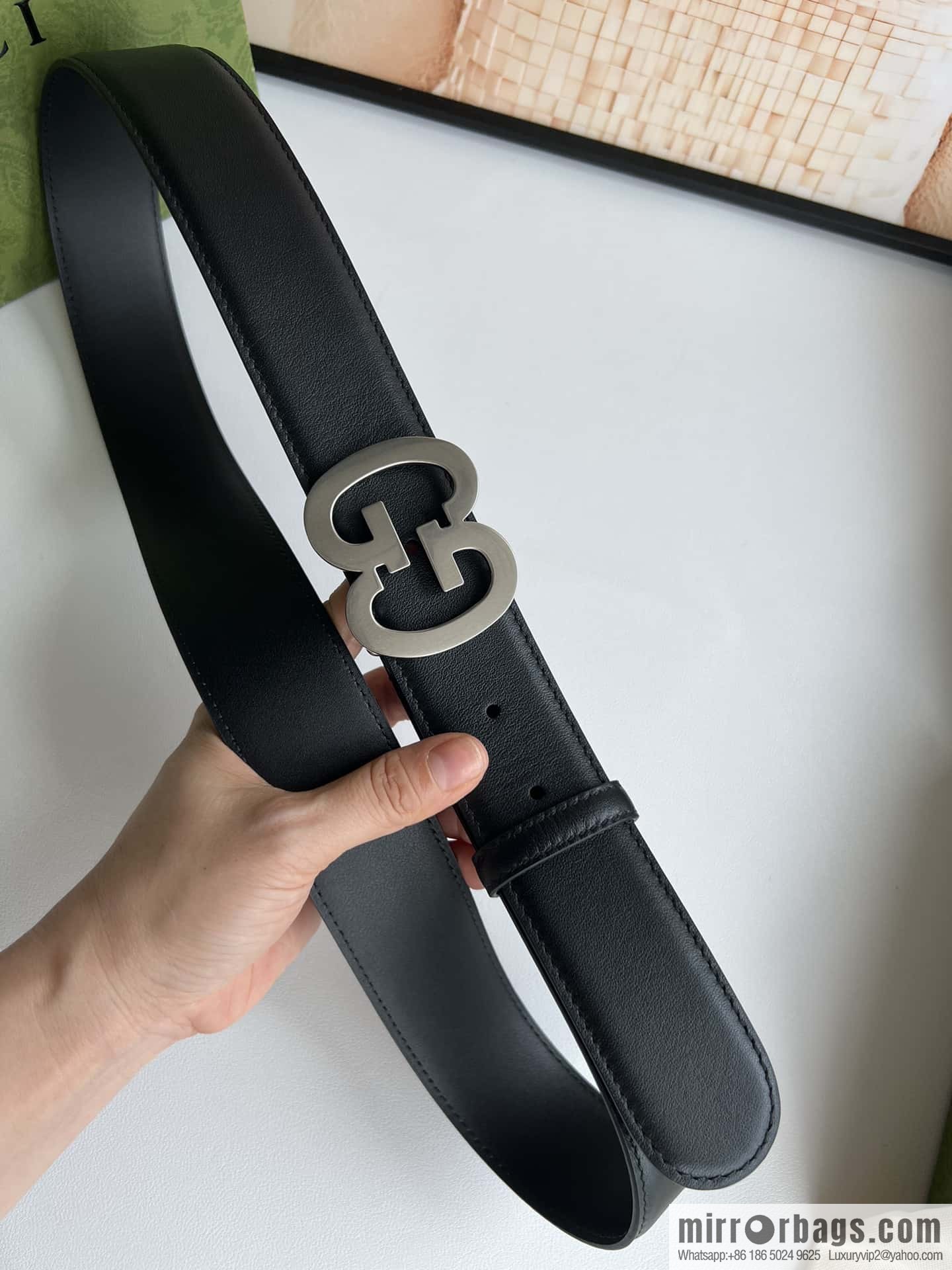 GUCCI Interlocking Double G Buckle, Cowhide Belt 4.0cm