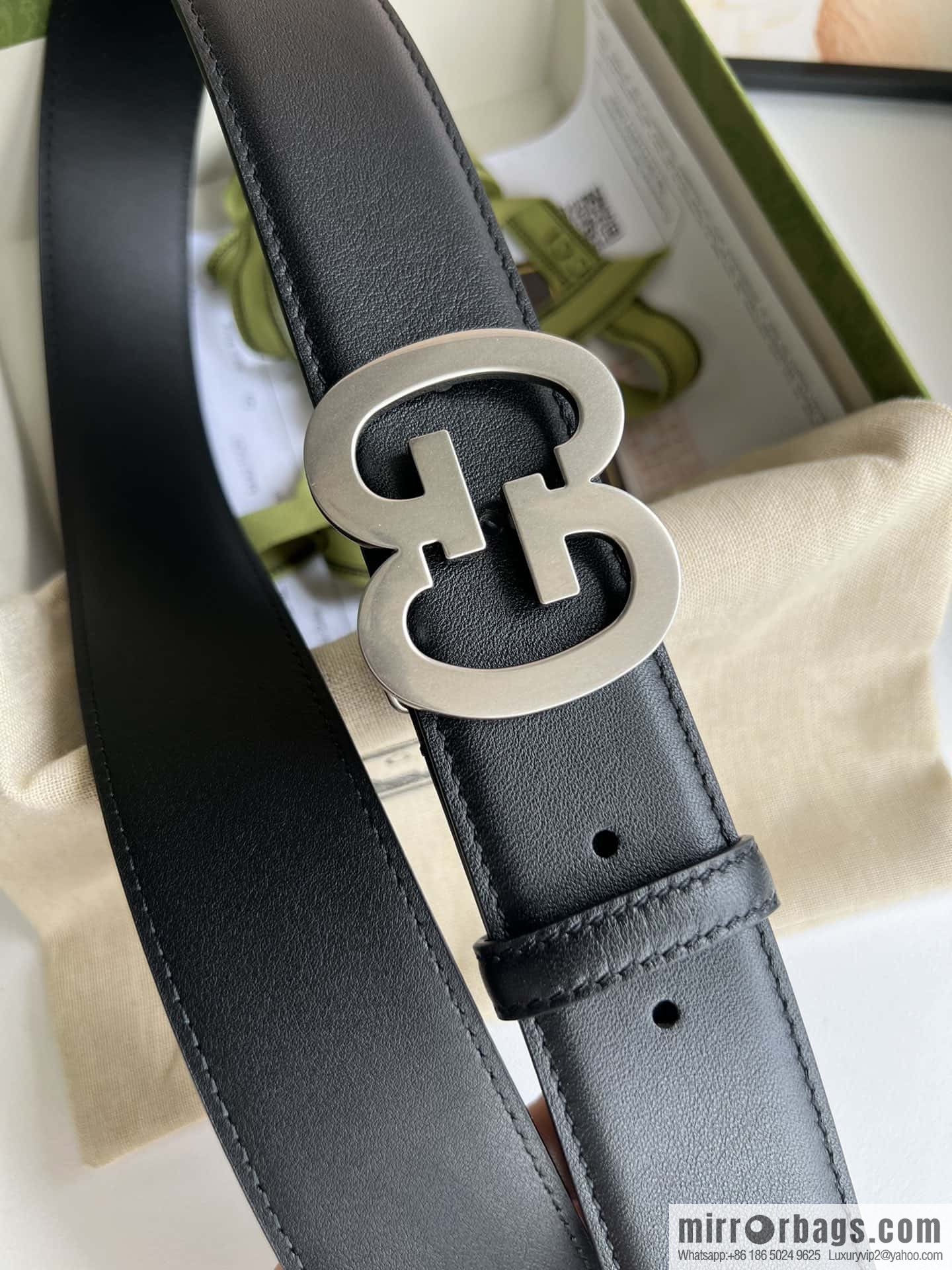 GUCCI Interlocking Double G Buckle, Cowhide Belt 4.0cm