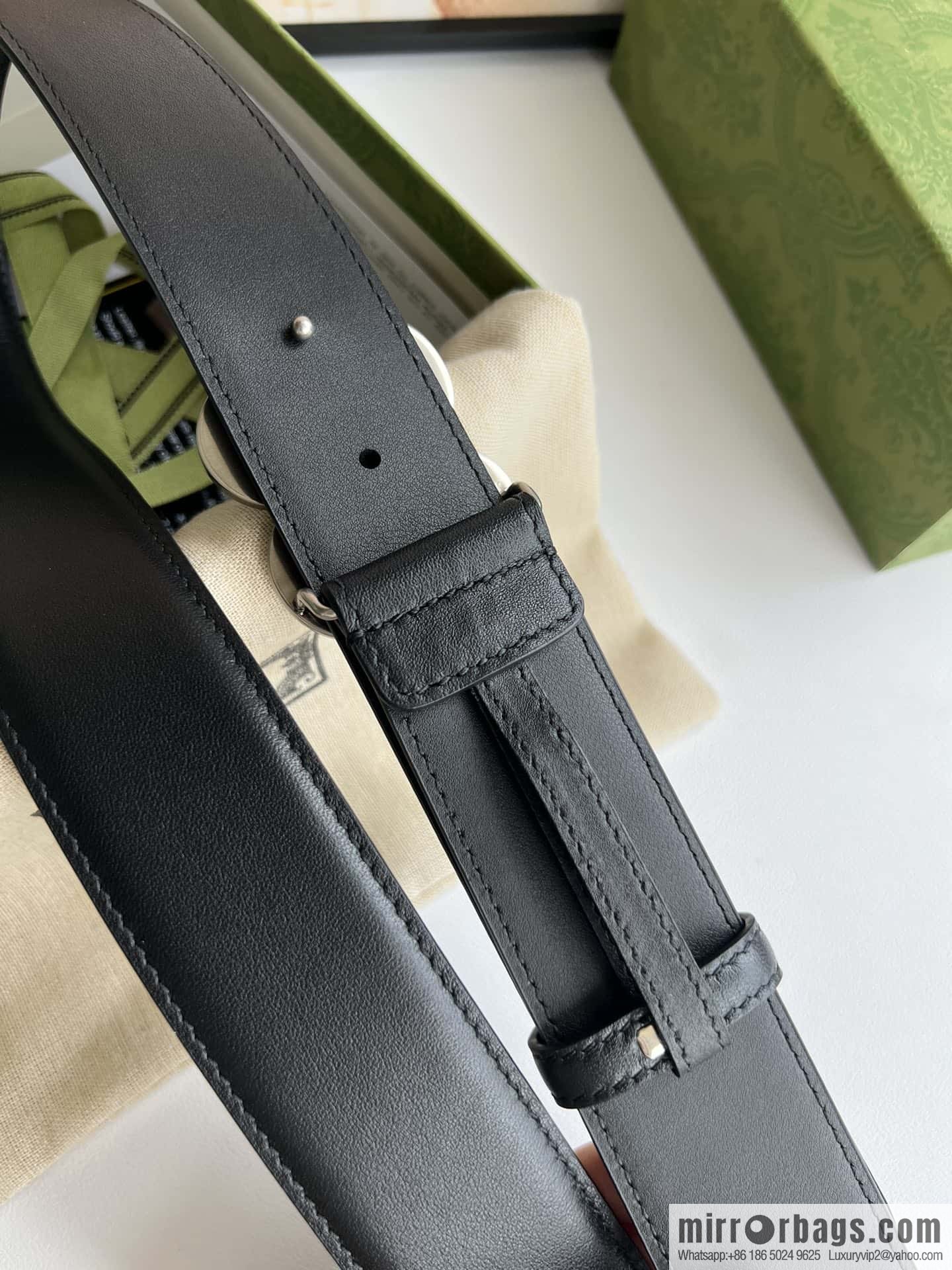 GUCCI Interlocking Double G Buckle, Cowhide Belt 4.0cm