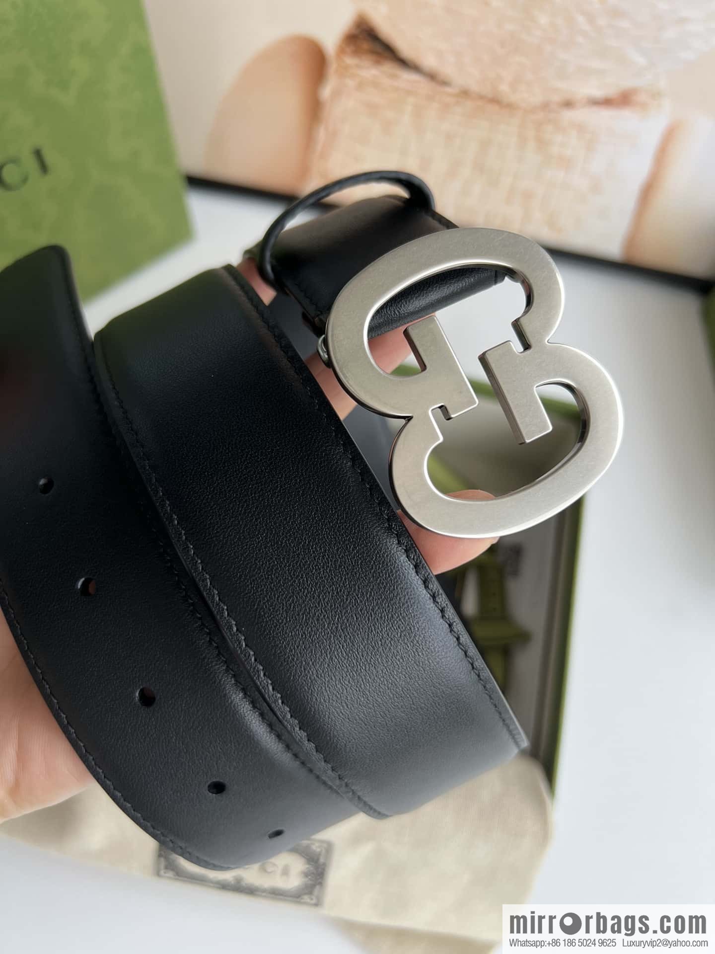 GUCCI Interlocking Double G Buckle, Cowhide Belt 4.0cm