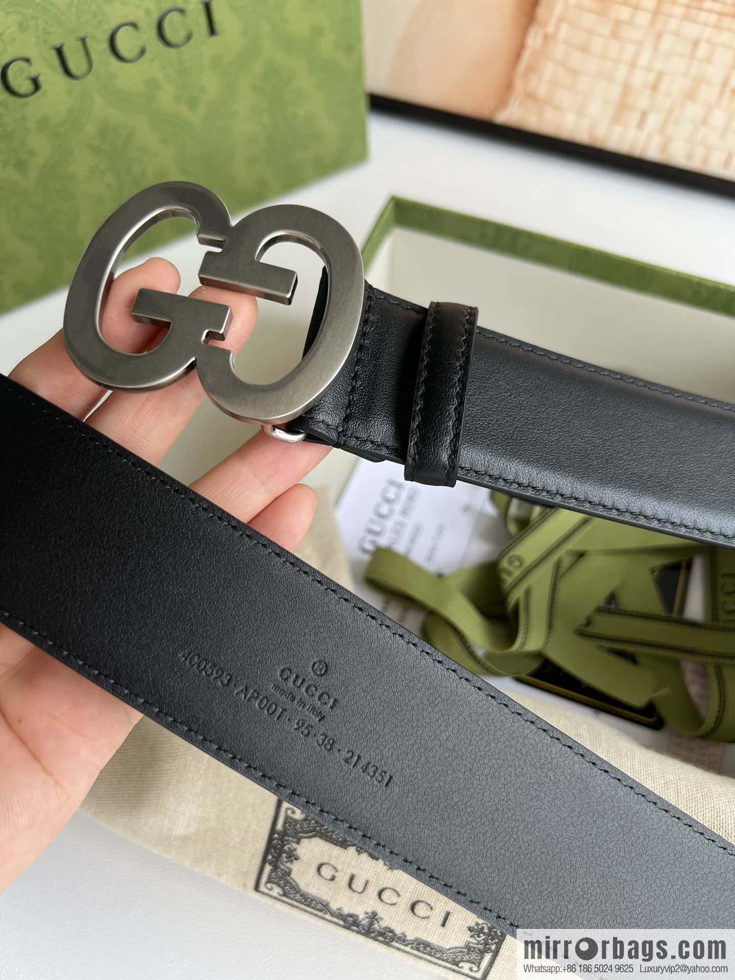 GUCCI Interlocking Double G Buckle, Cowhide Belt 4.0cm