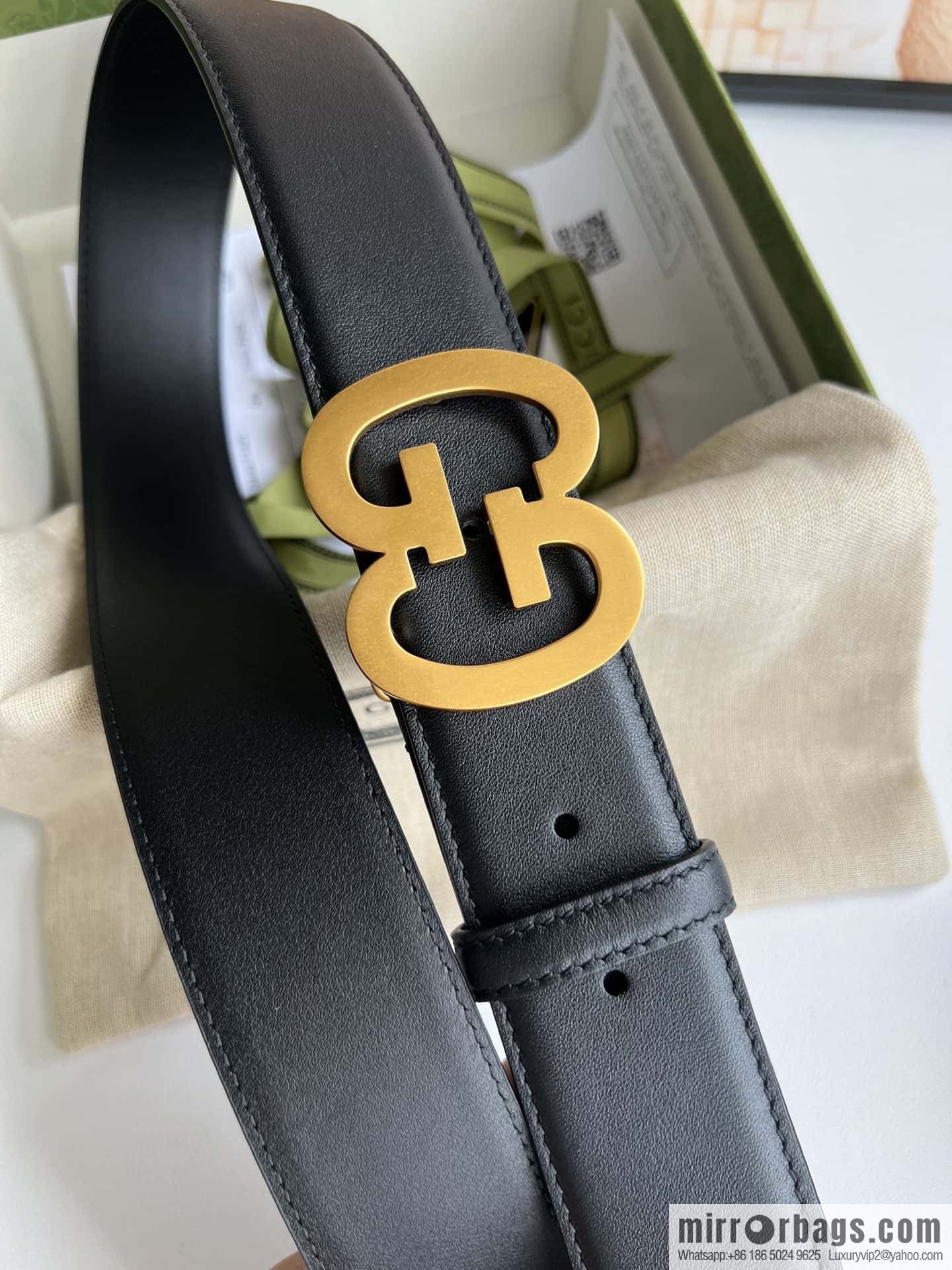 GUCCI Interlocking Double G Buckle, Cowhide Belt 4.0cm