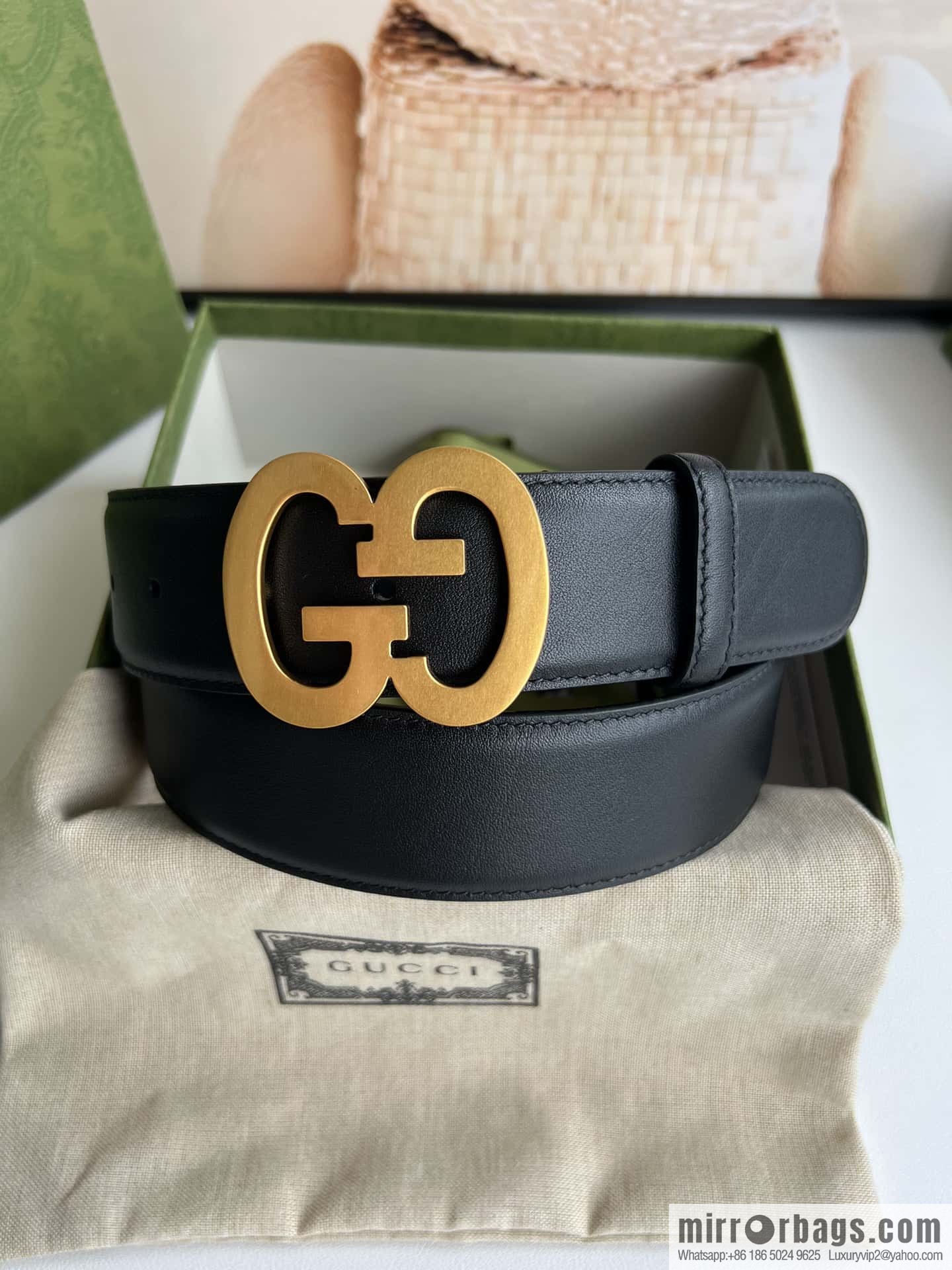 GUCCI Interlocking Double G Buckle, Cowhide Belt 4.0cm