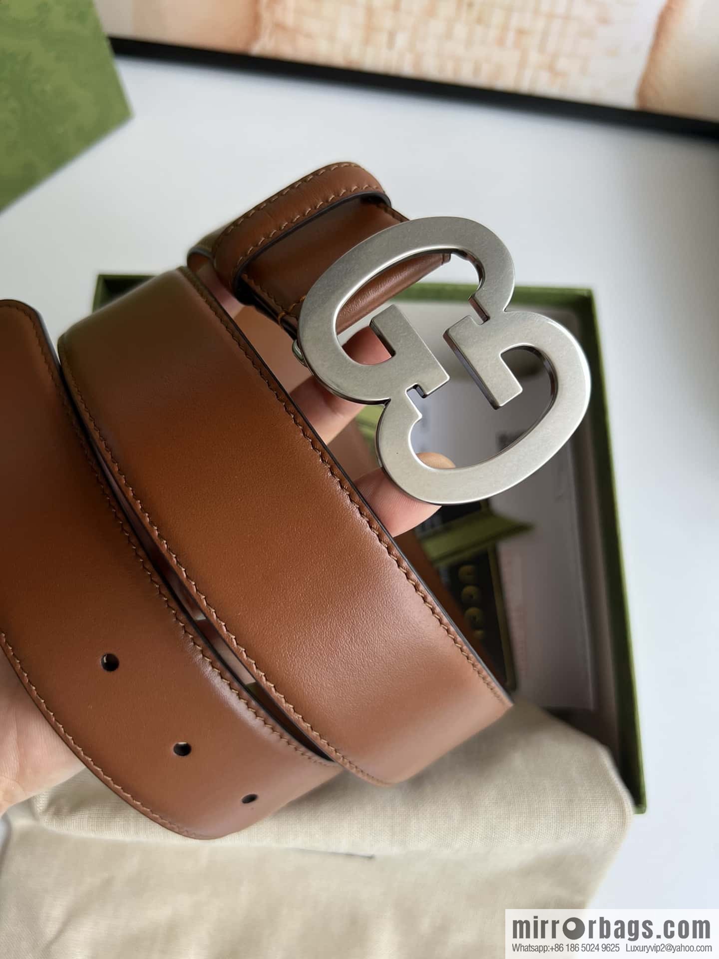 GUCCI Interlocking Double G Buckle, Cowhide Belt 4.0cm
