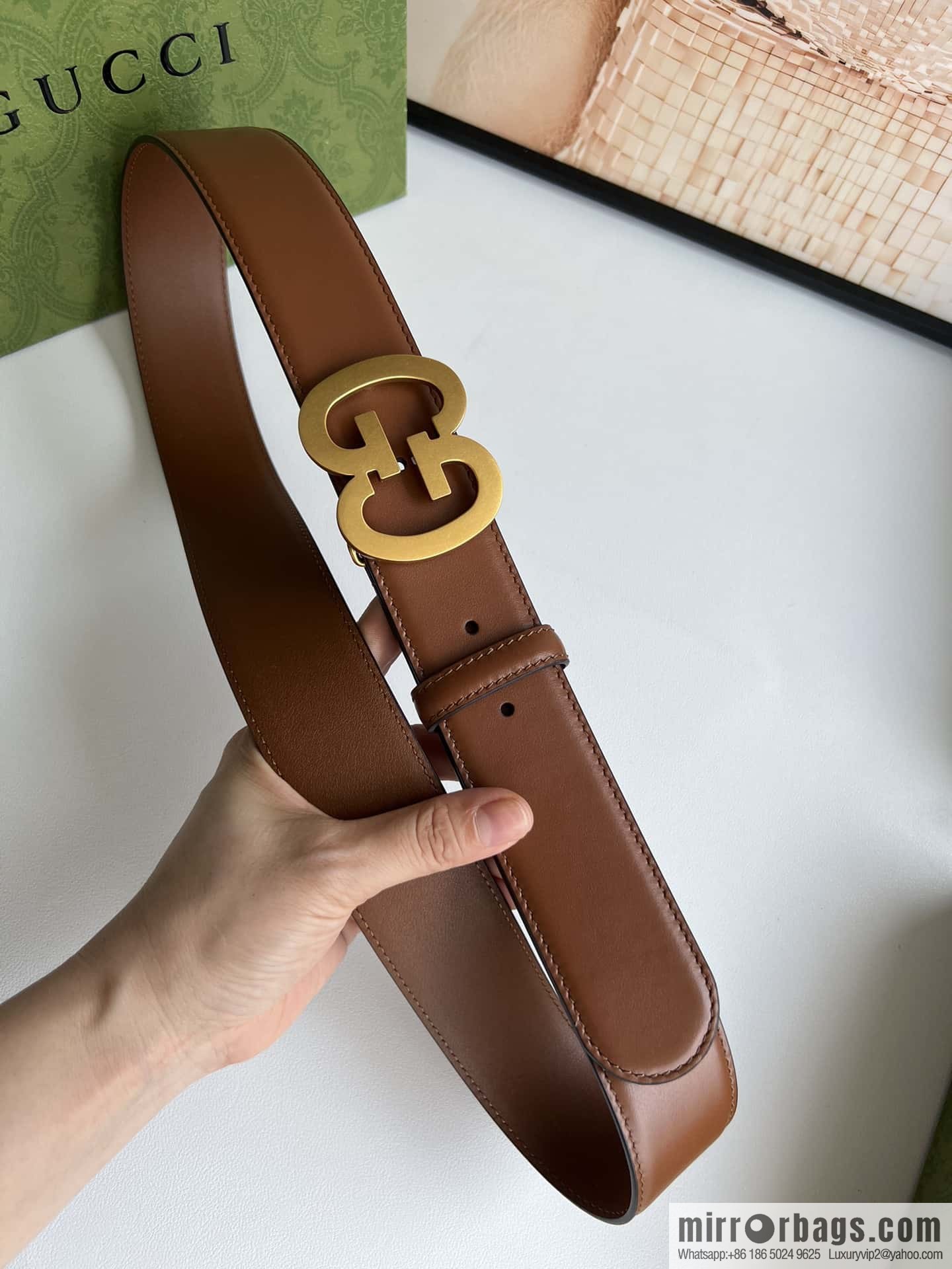 GUCCI Interlocking Double G Buckle, Cowhide Belt 4.0cm