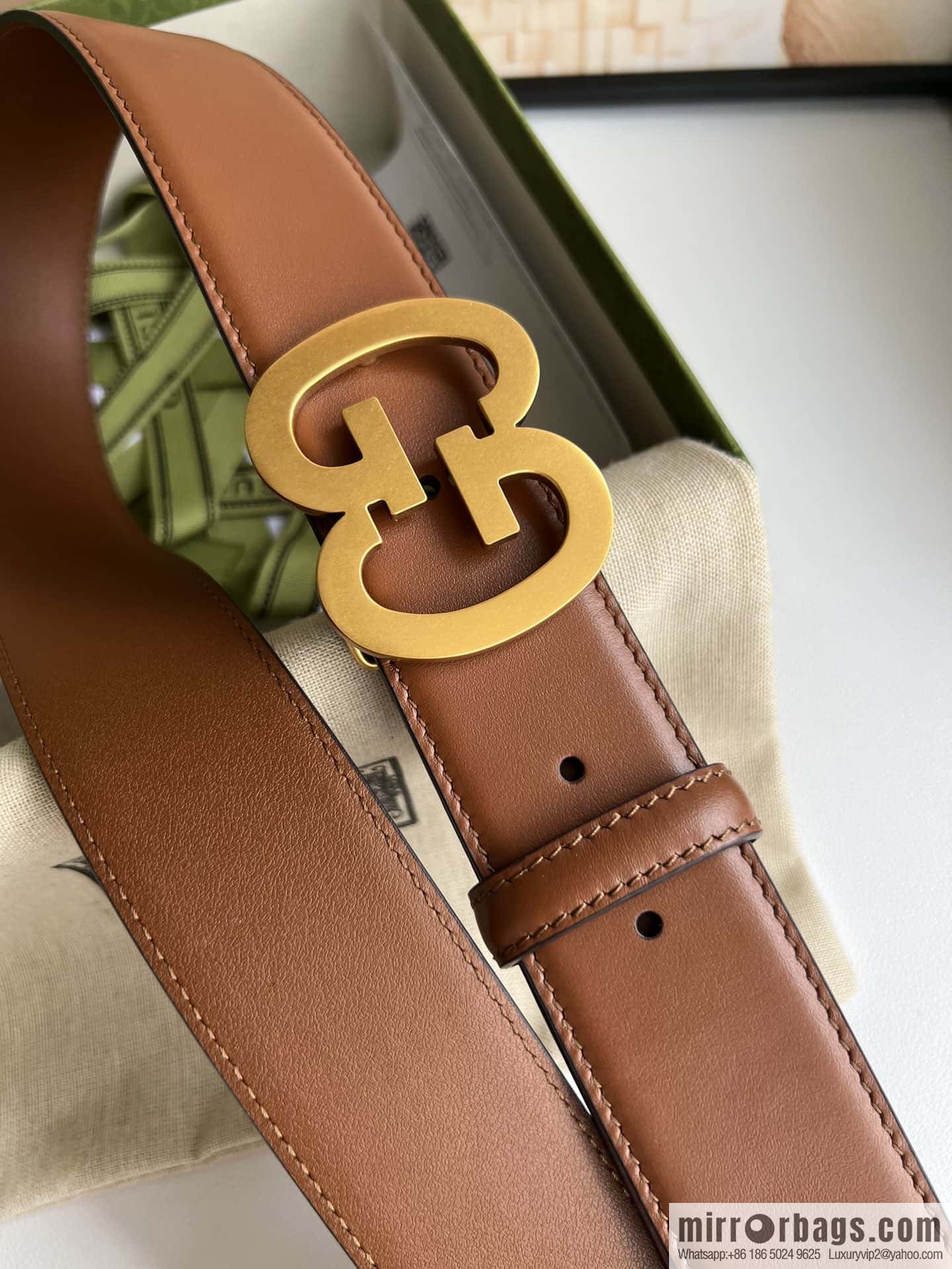 GUCCI Interlocking Double G Buckle, Cowhide Belt 4.0cm