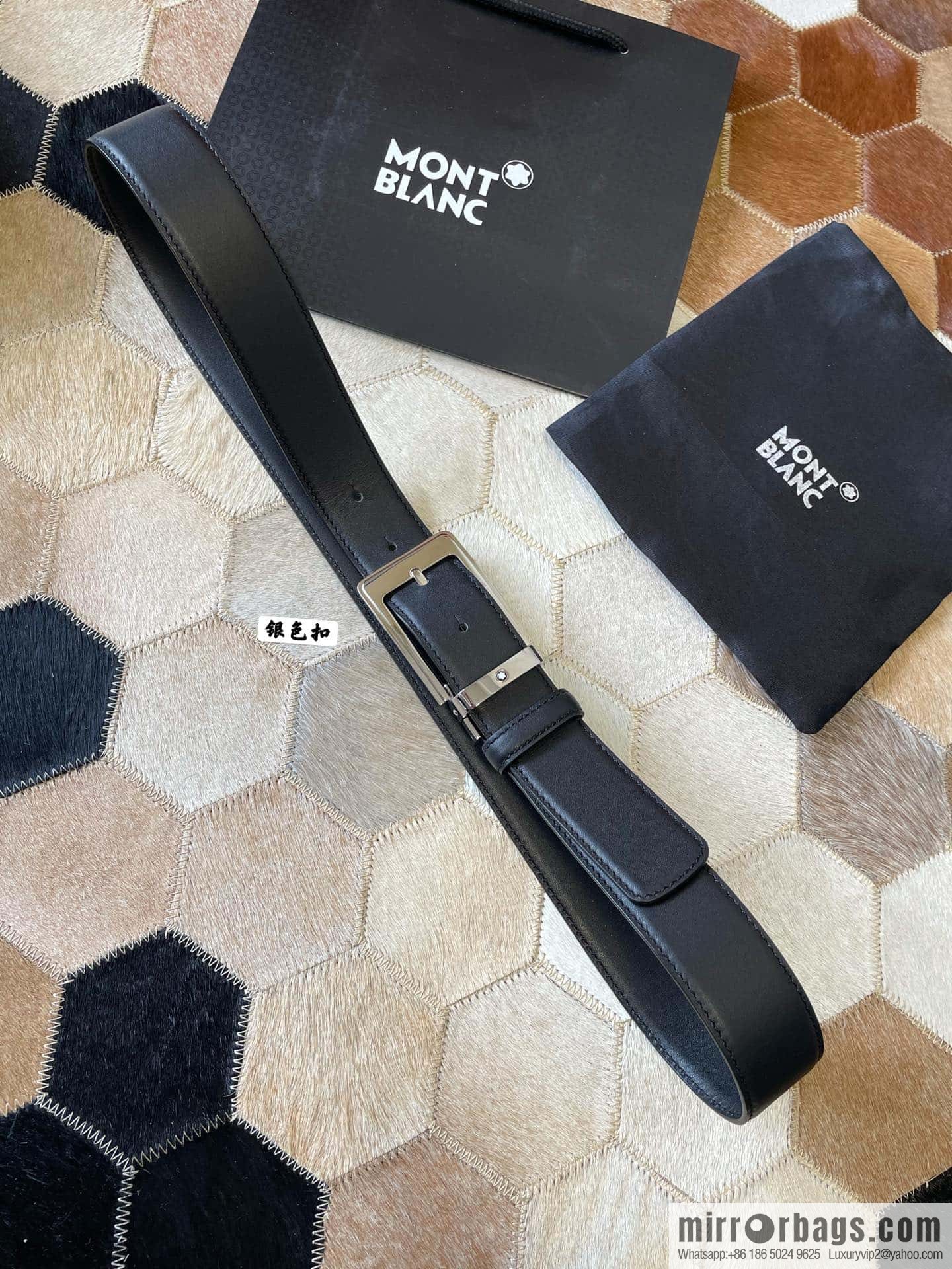 MONTBLANC Montblanc, boutique pin buckle, imported double-sided first-layer cowhide belt