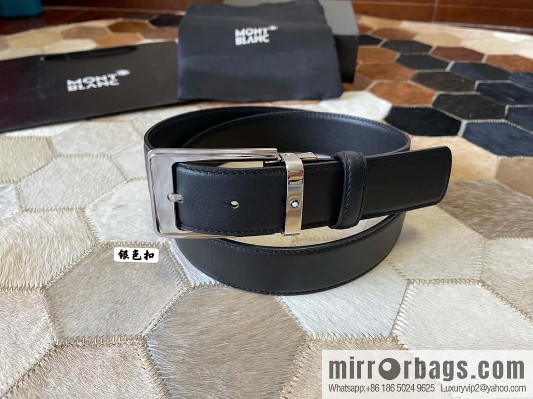 MONTBLANC Montblanc, boutique pin buckle, imported double-sided first-layer cowhide belt