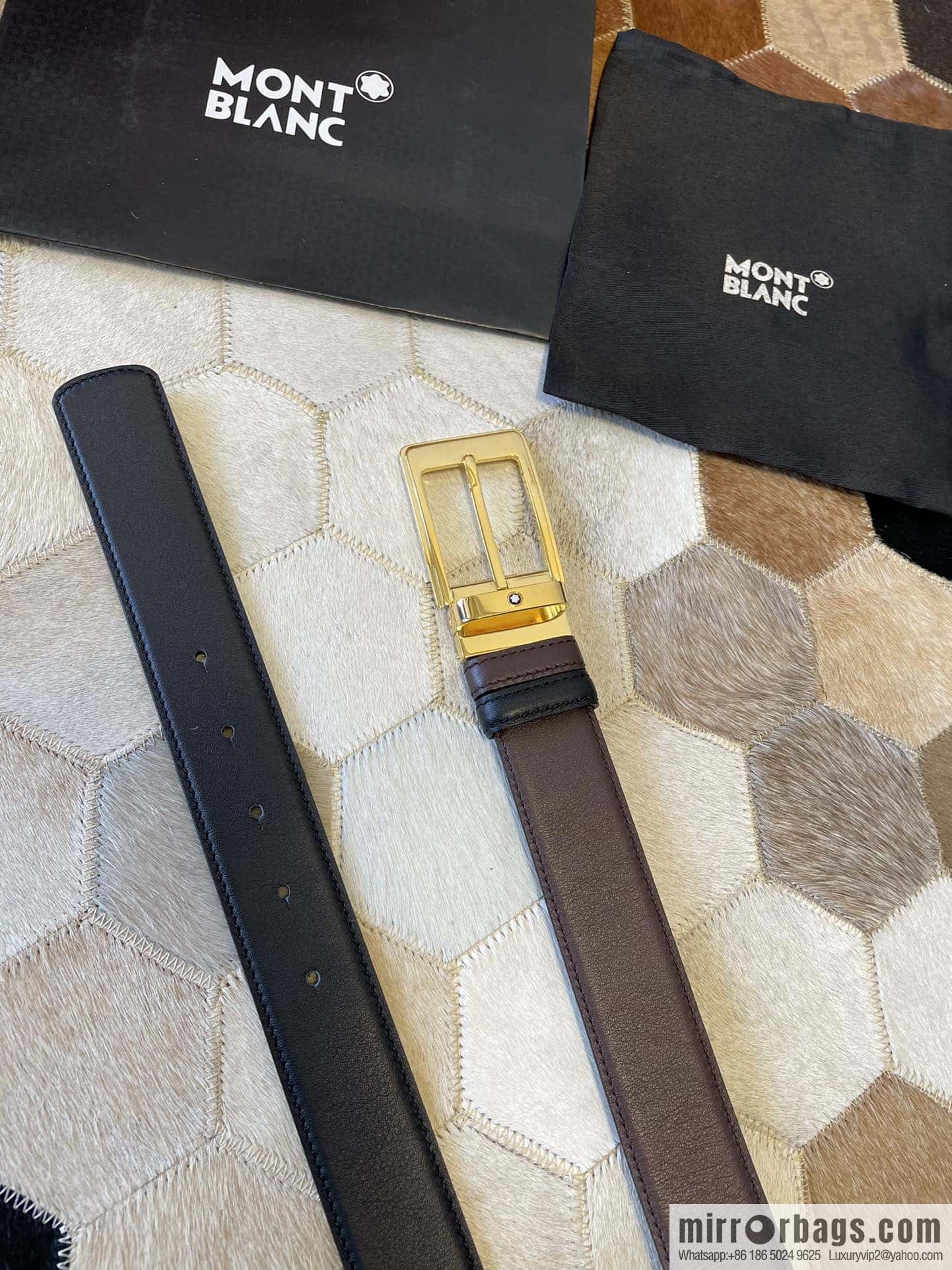 MONTBLANC Montblanc, boutique pin buckle, imported double-sided first-layer cowhide belt