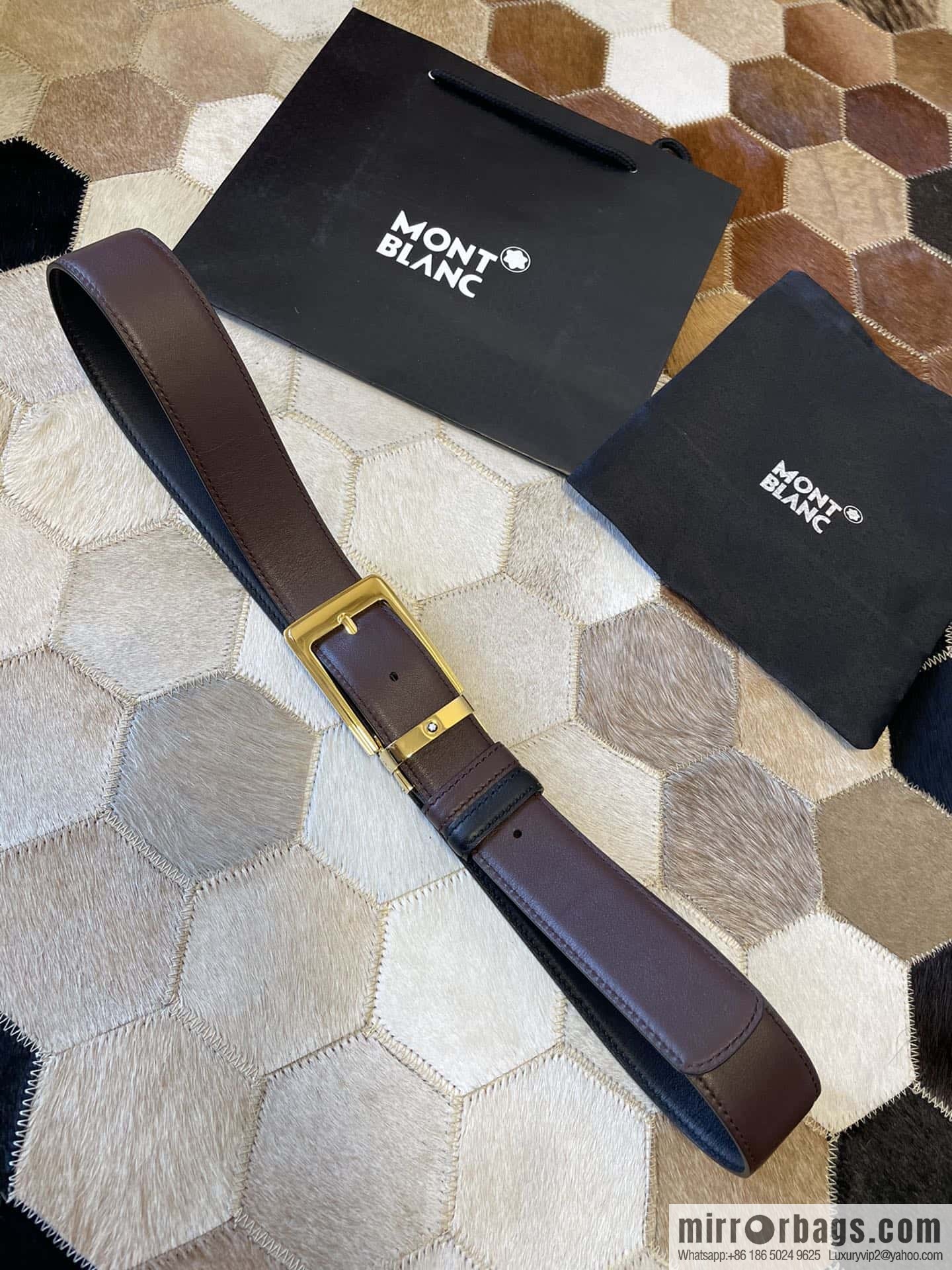MONTBLANC Montblanc, boutique pin buckle, imported double-sided first-layer cowhide belt