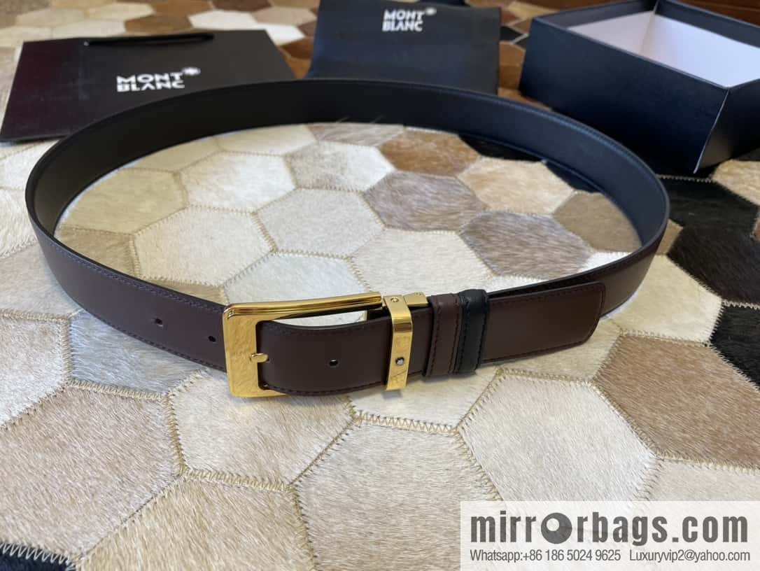 MONTBLANC Montblanc, boutique pin buckle, imported double-sided first-layer cowhide belt