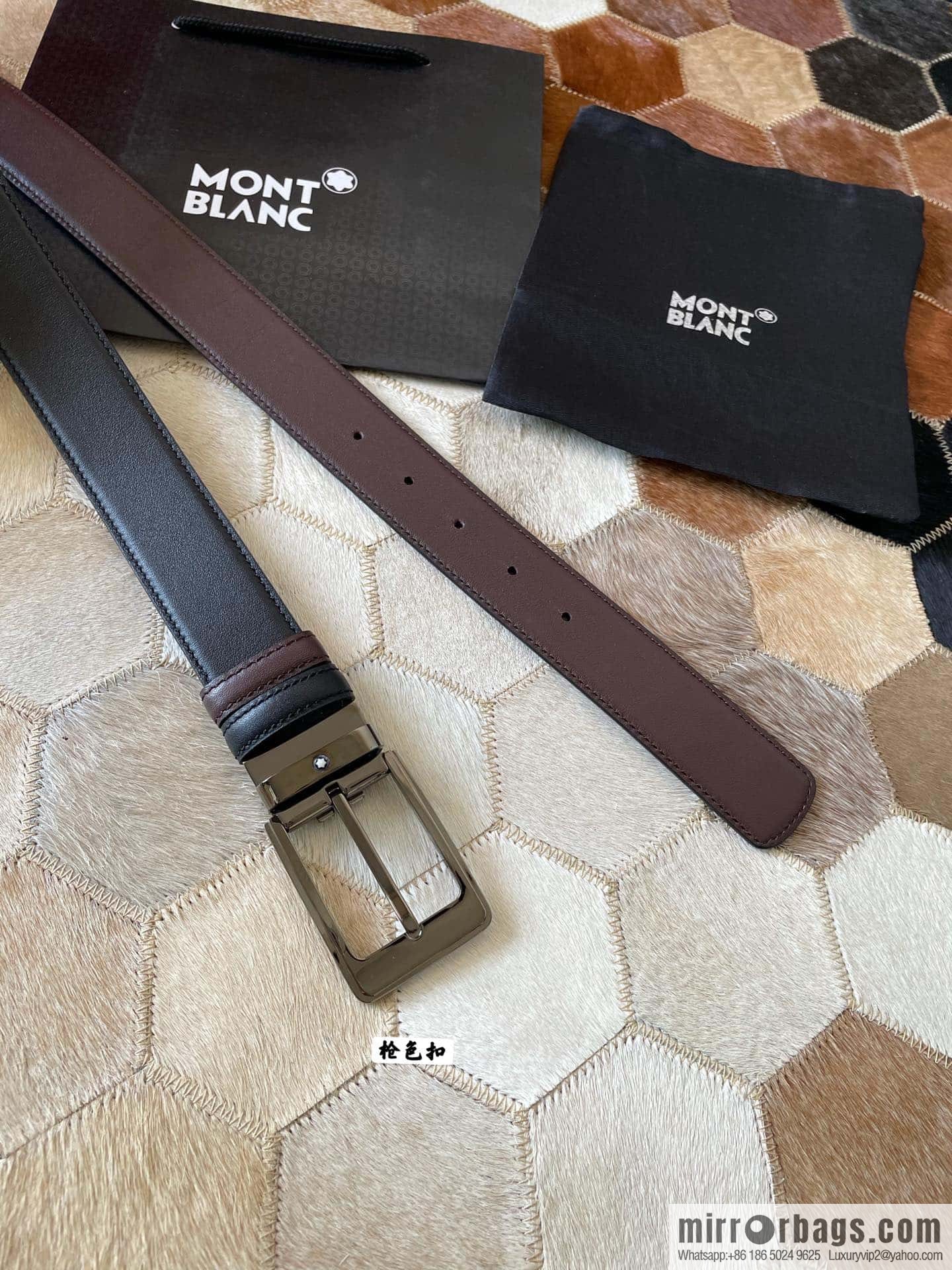 MONTBLANC Montblanc, boutique pin buckle, imported double-sided first-layer cowhide belt