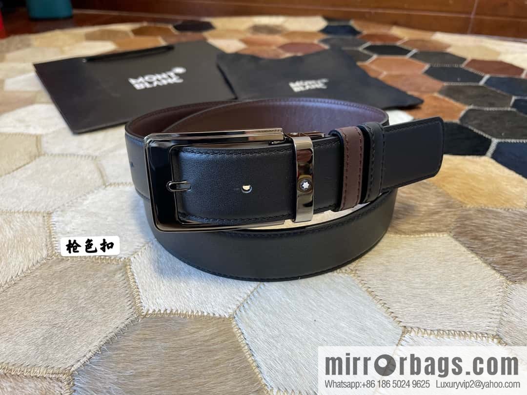 MONTBLANC Montblanc, boutique pin buckle, imported double-sided first-layer cowhide belt