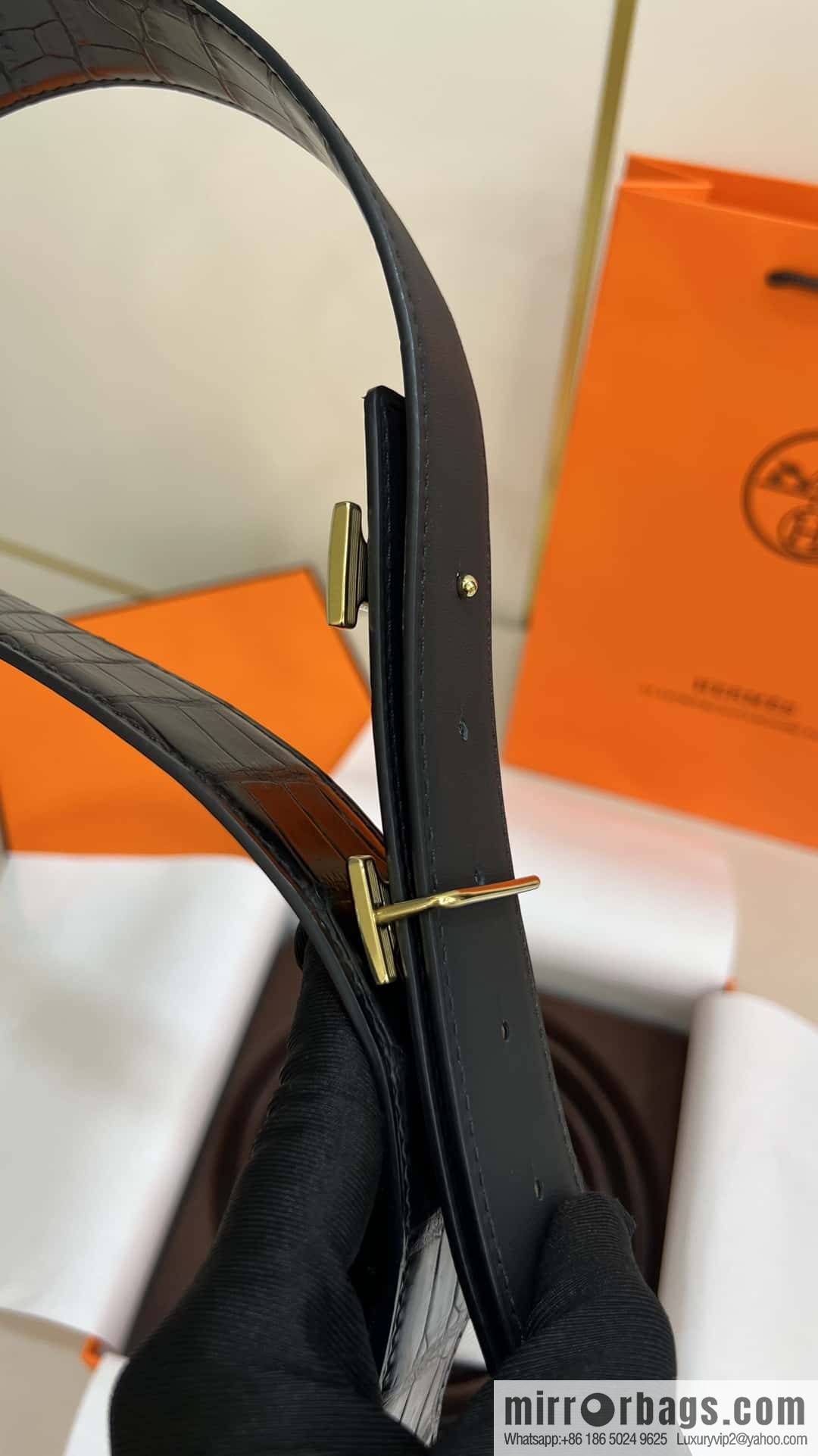 Hermes Hermes, high-end material metal buckle, alligator leather unspliced belt 3.8cm