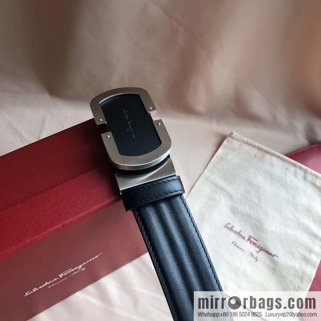 Ferragamo Ferragamo, exquisite buckle, imported double-sided first-layer cowhide wavy texture belt 3.5CM