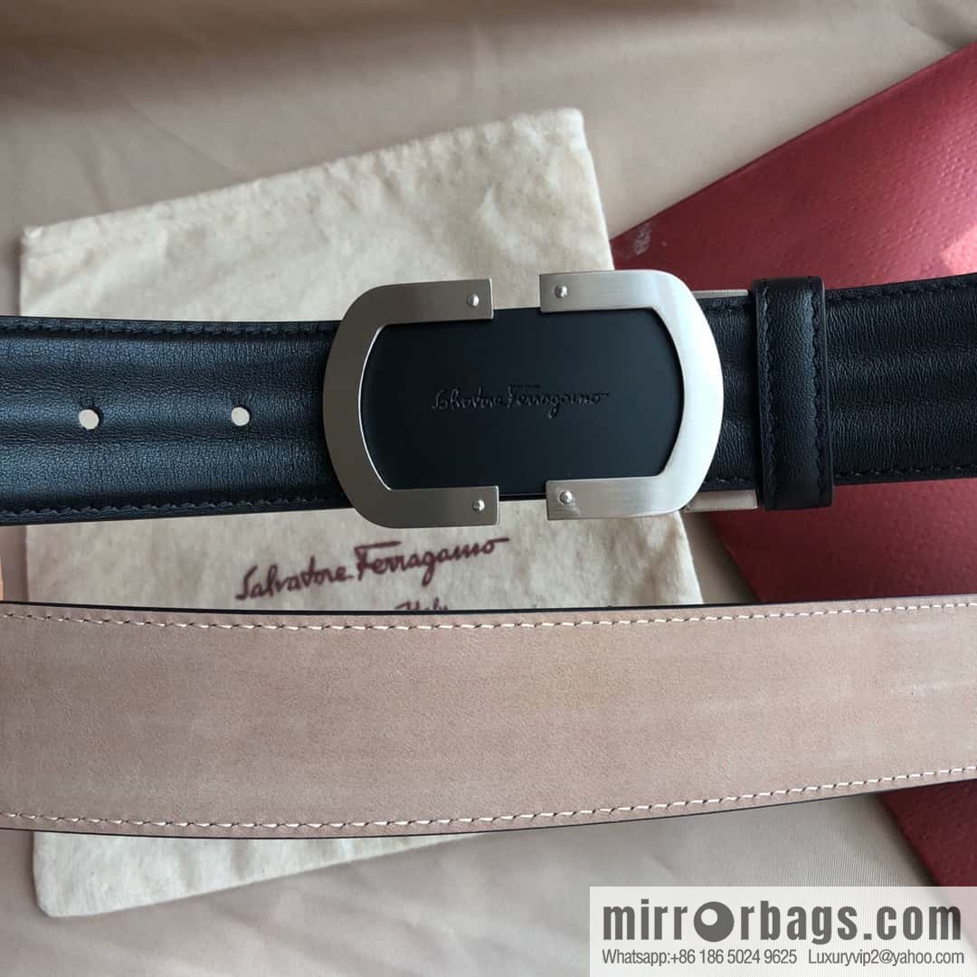 Ferragamo Ferragamo, exquisite buckle, imported double-sided first-layer cowhide wavy texture belt 3.5CM