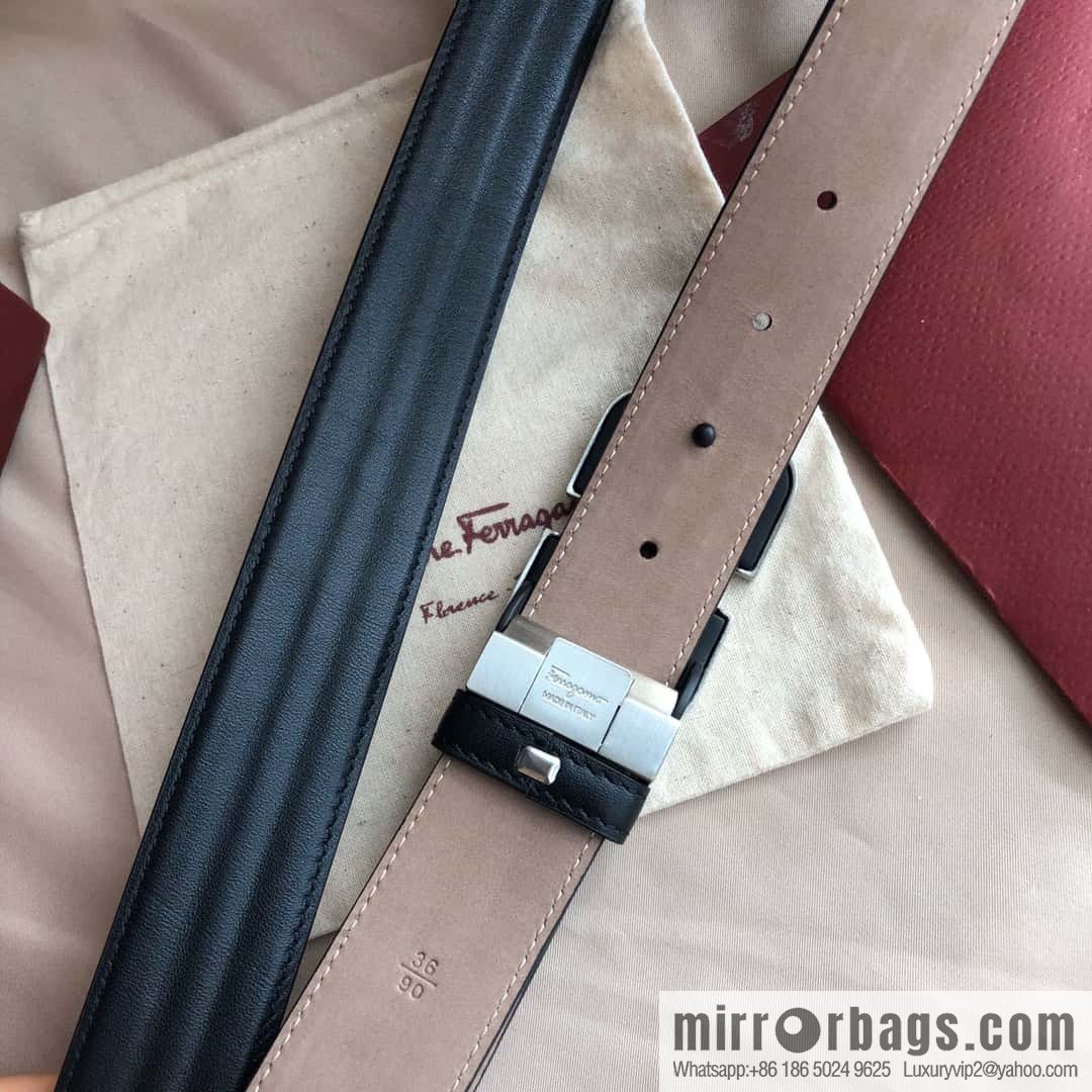 Ferragamo Ferragamo, exquisite buckle, imported double-sided first-layer cowhide wavy texture belt 3.5CM