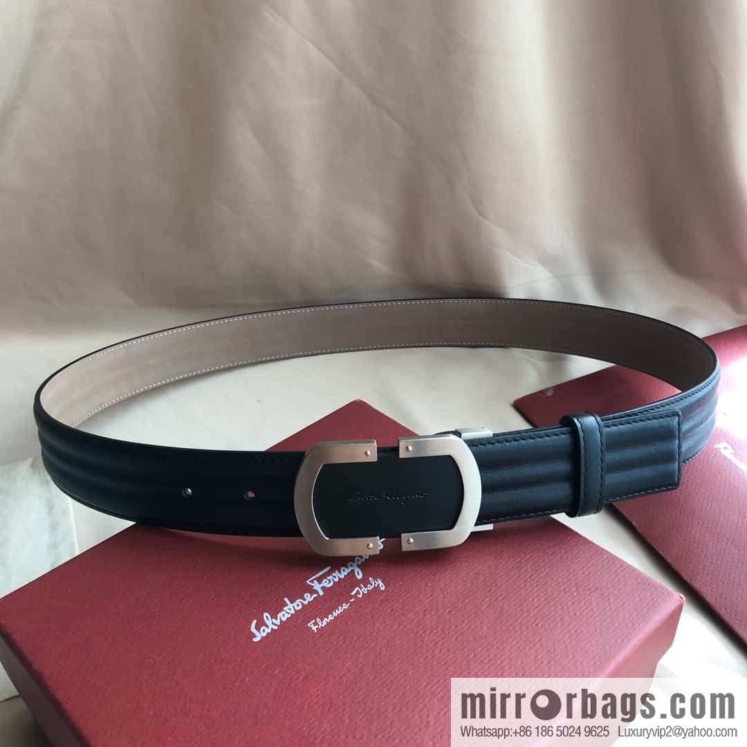 Ferragamo Ferragamo, exquisite buckle, imported double-sided first-layer cowhide wavy texture belt 3.5CM