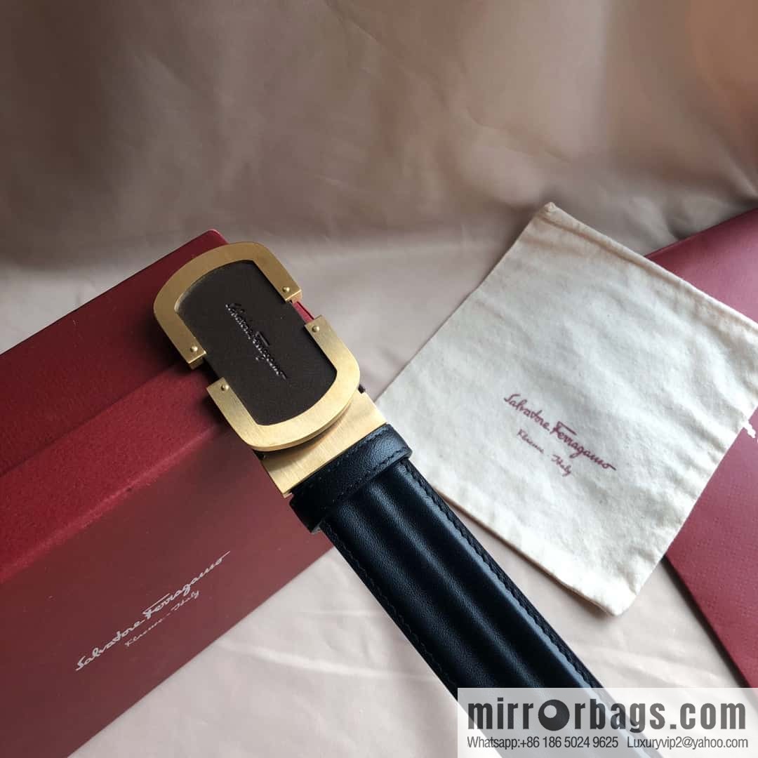 Ferragamo Ferragamo, exquisite buckle, imported double-sided first-layer cowhide wavy texture belt 3.5CM